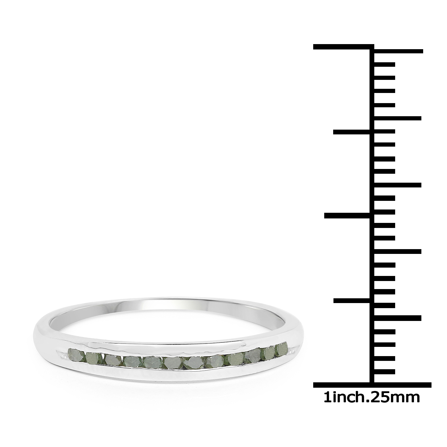 0.18 Carat Genuine Green Diamond .925 Sterling Silver Ring