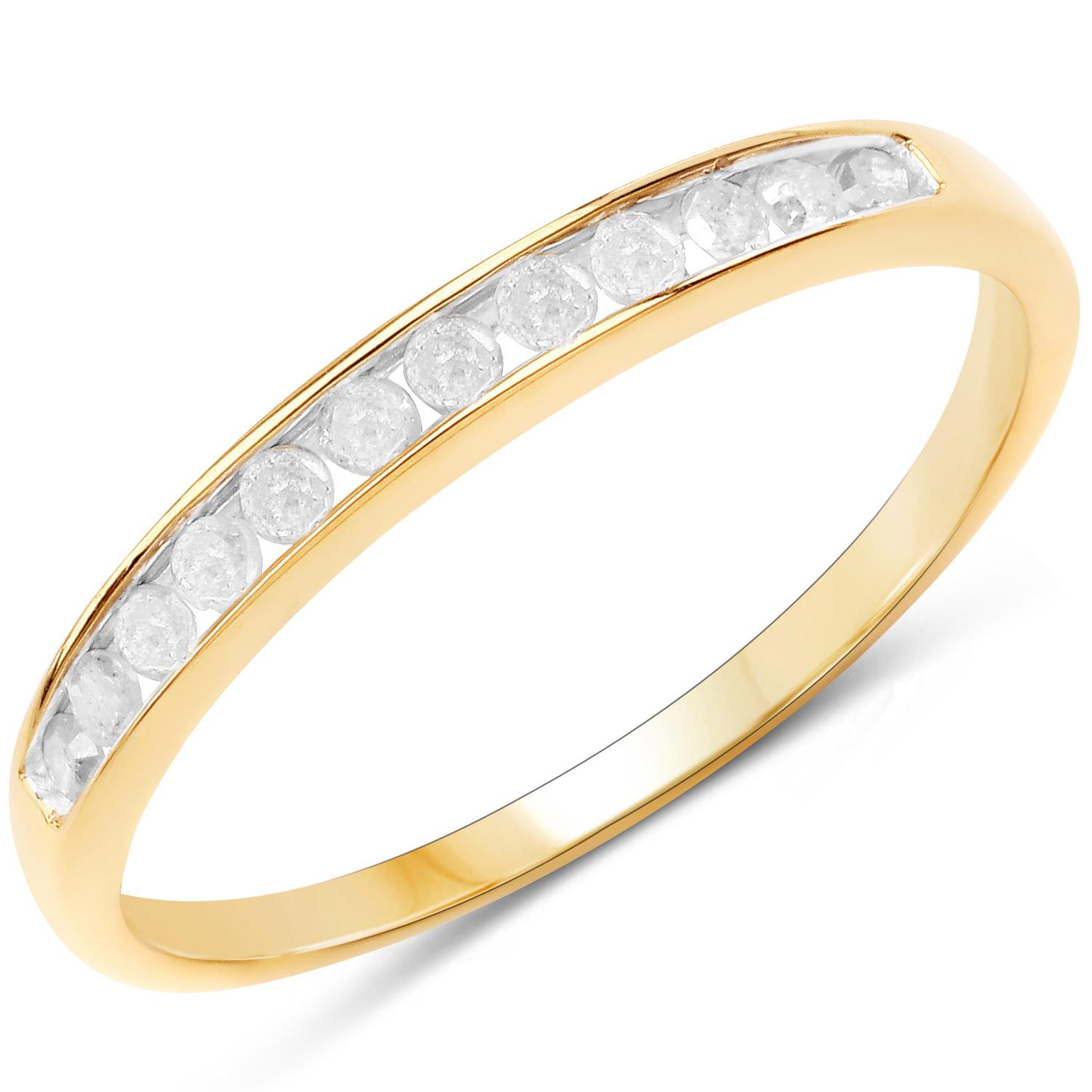 0.18 Carat Genuine White Diamond 10K Yellow Gold Ring