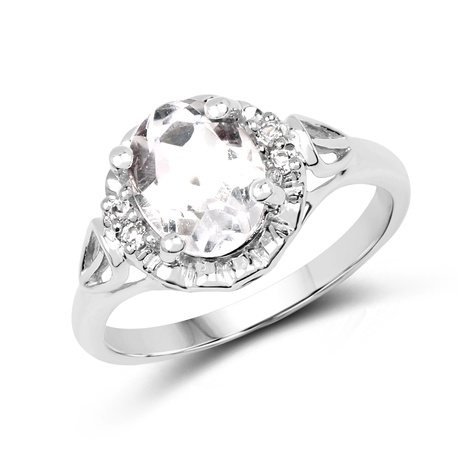 1.83 Carat Genuine Crystal Quartz & White Topaz .925 Sterling Silver Ring