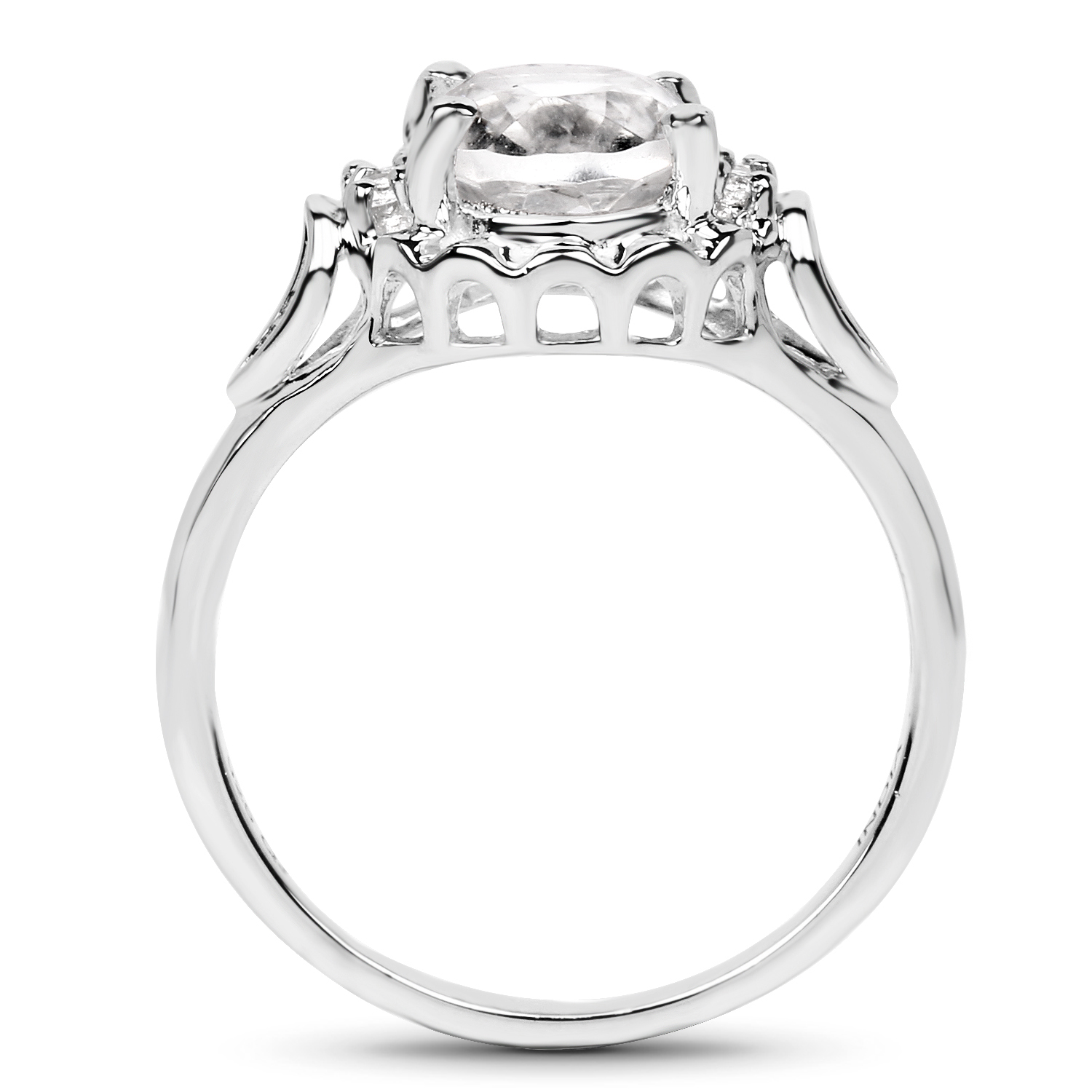 1.83 Carat Genuine Crystal Quartz & White Topaz .925 Sterling Silver Ring