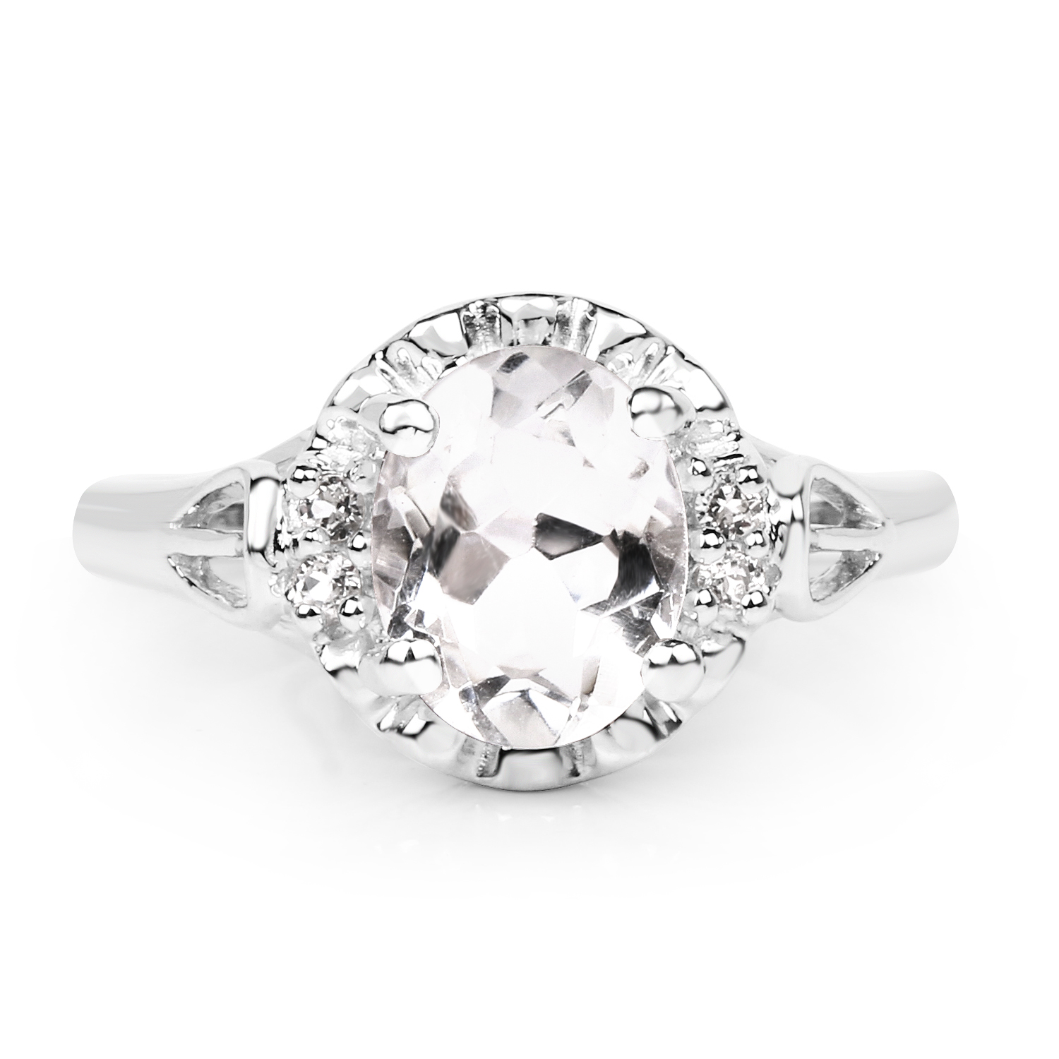 1.83 Carat Genuine Crystal Quartz & White Topaz .925 Sterling Silver Ring