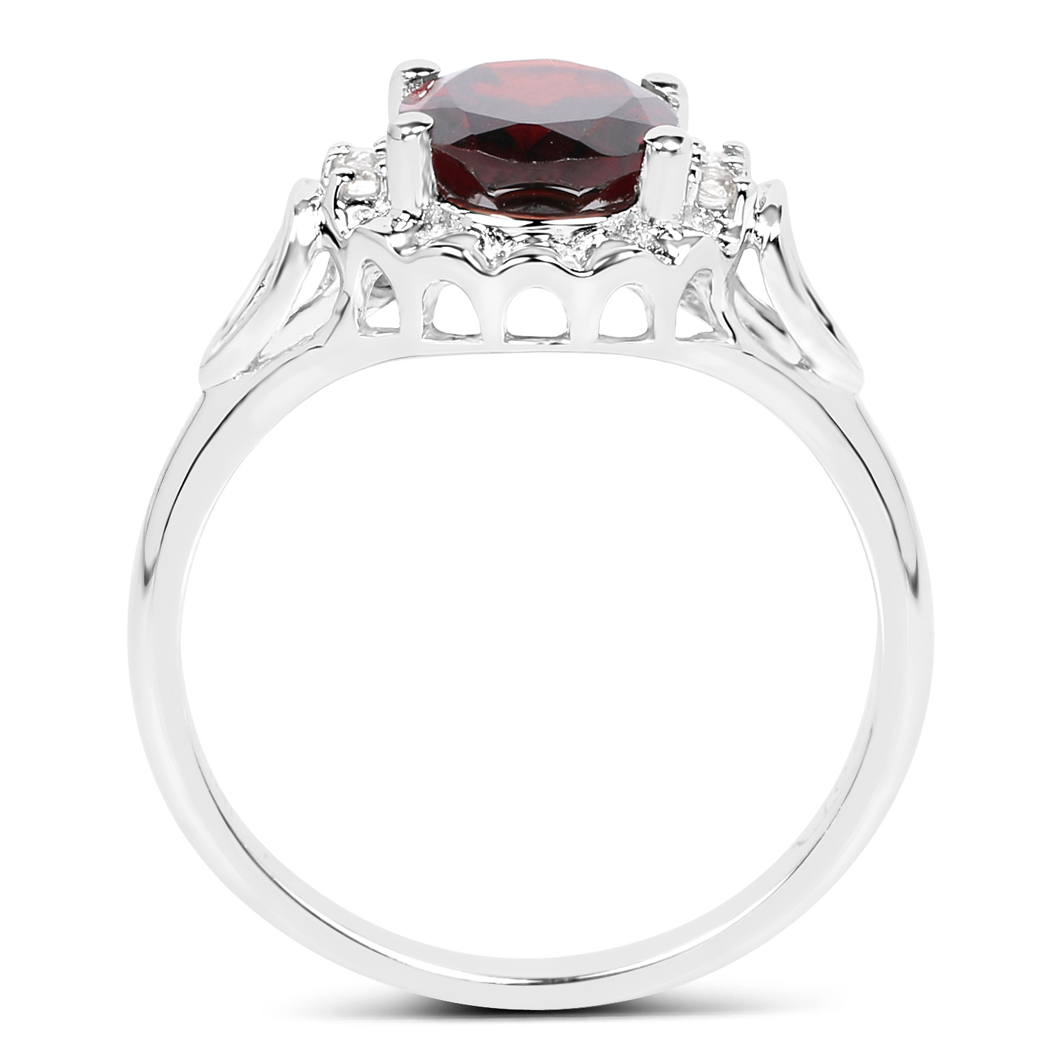 2.59 Carat Genuine Garnet and White Topaz .925 Sterling Silver Ring
