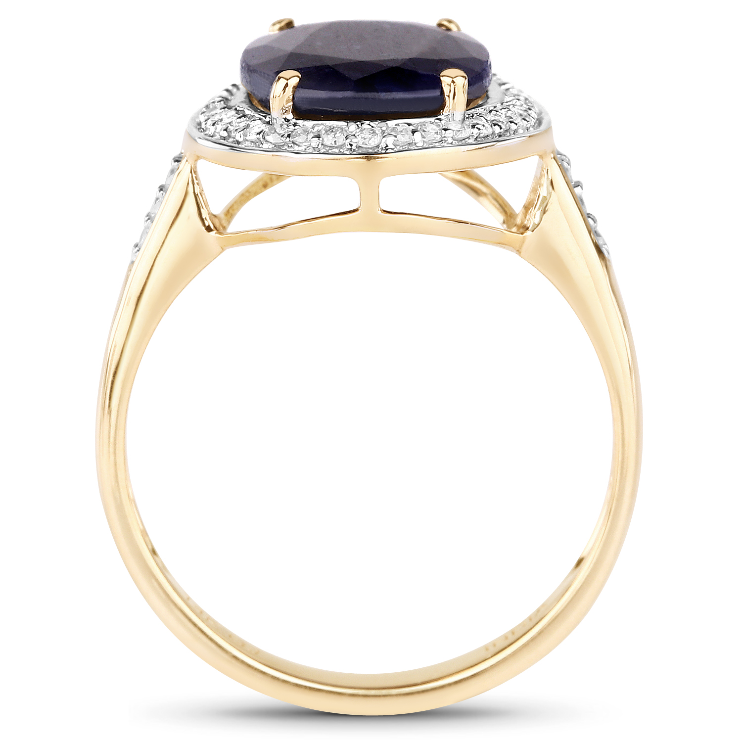 6.22 Carat Dyed Sapphire and White Diamond 14K Yellow Gold Ring