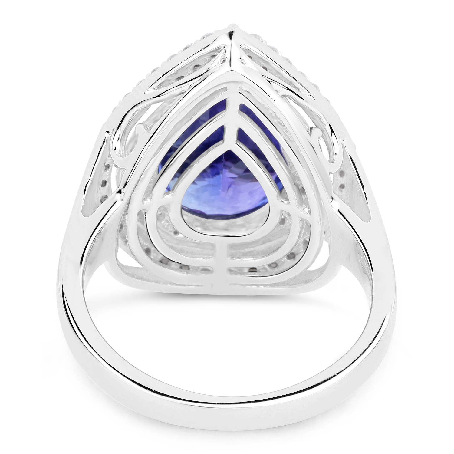 14K White Gold 5.96 Carat Genuine Tanzanite and White Diamond Ring