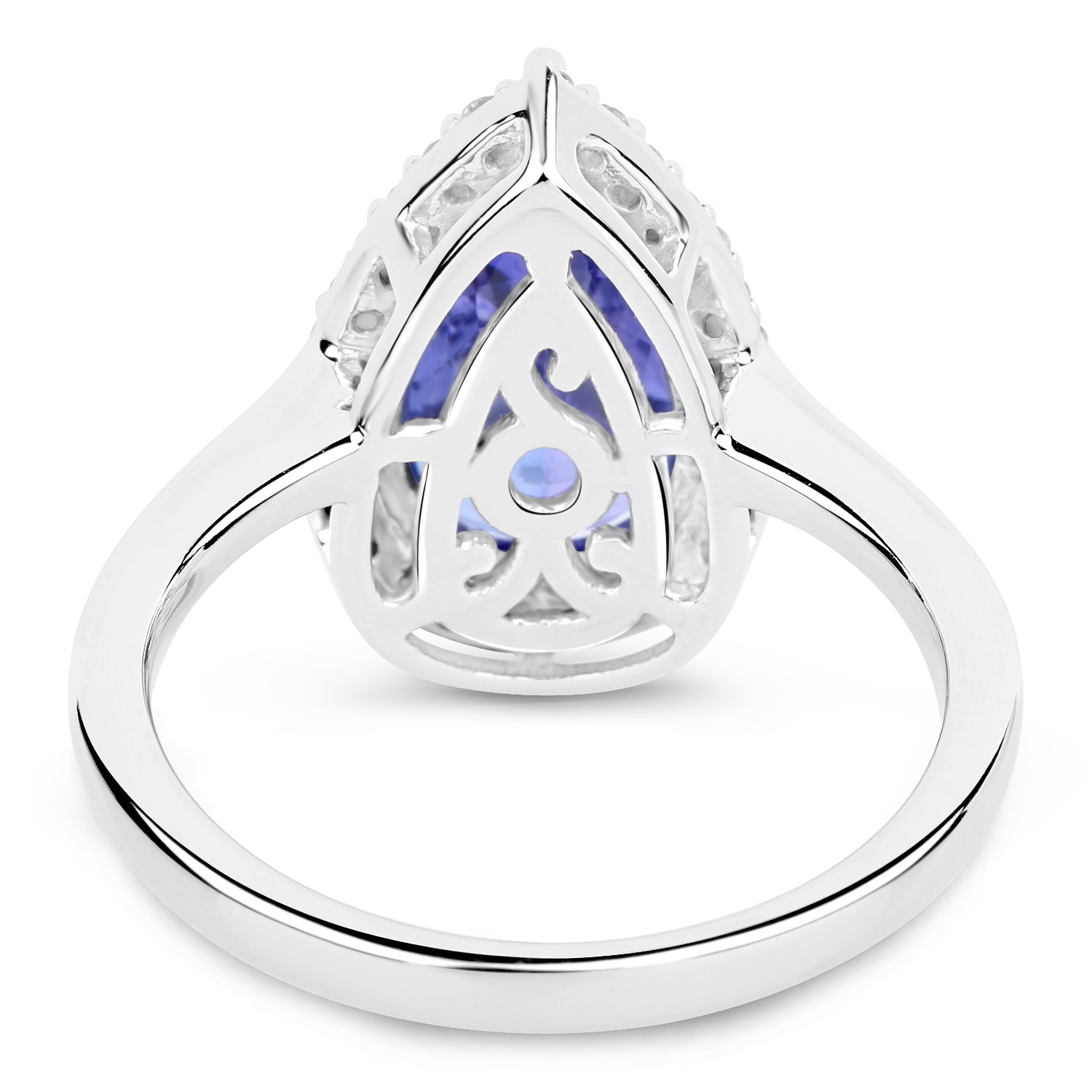 14K White Gold 3.86 Carat Genuine Tanzanite and White Diamond Ring