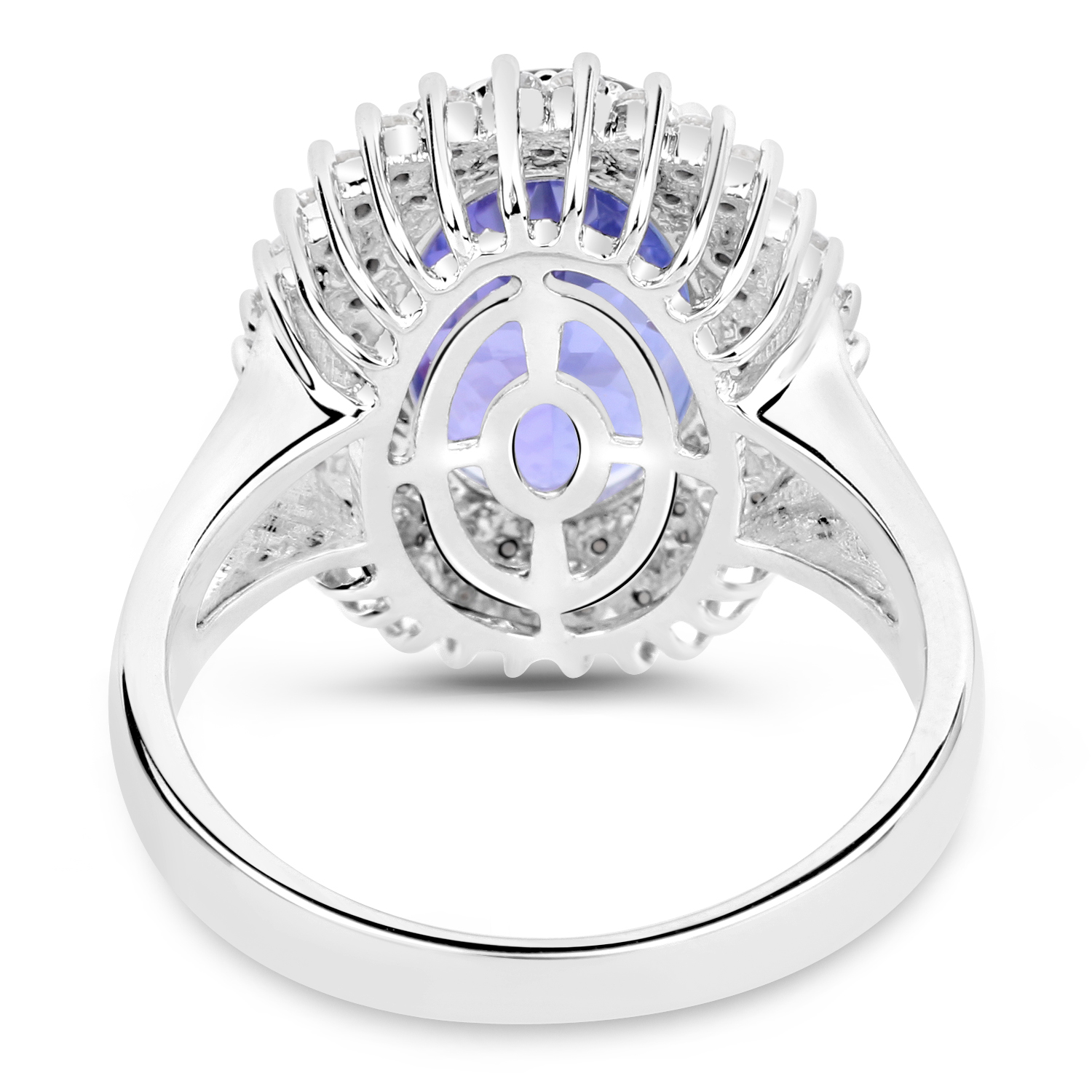 14K White Gold 6.21 Carat Genuine Tanzanite and White Diamond Ring