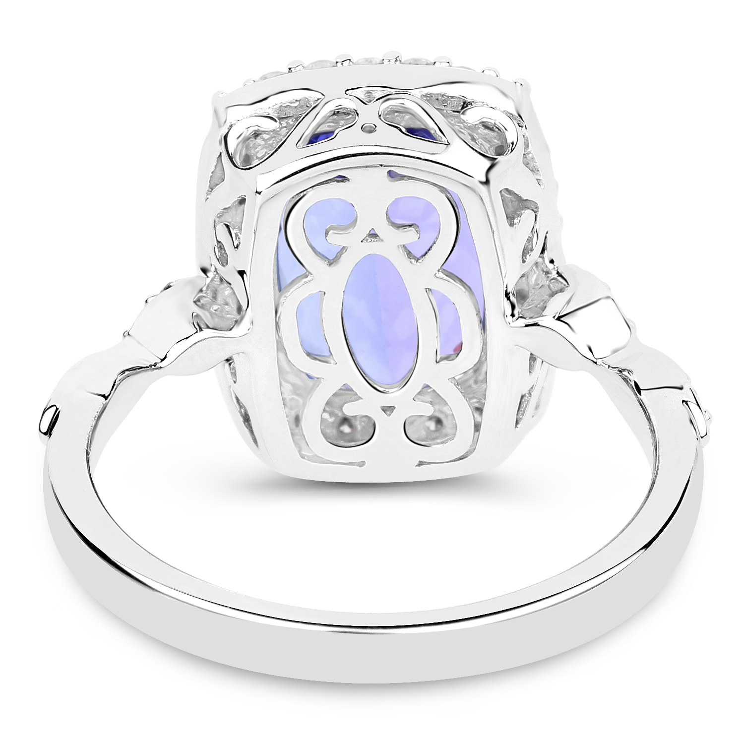 14K White Gold 5.11 Carat Genuine Tanzanite and White Diamond Ring