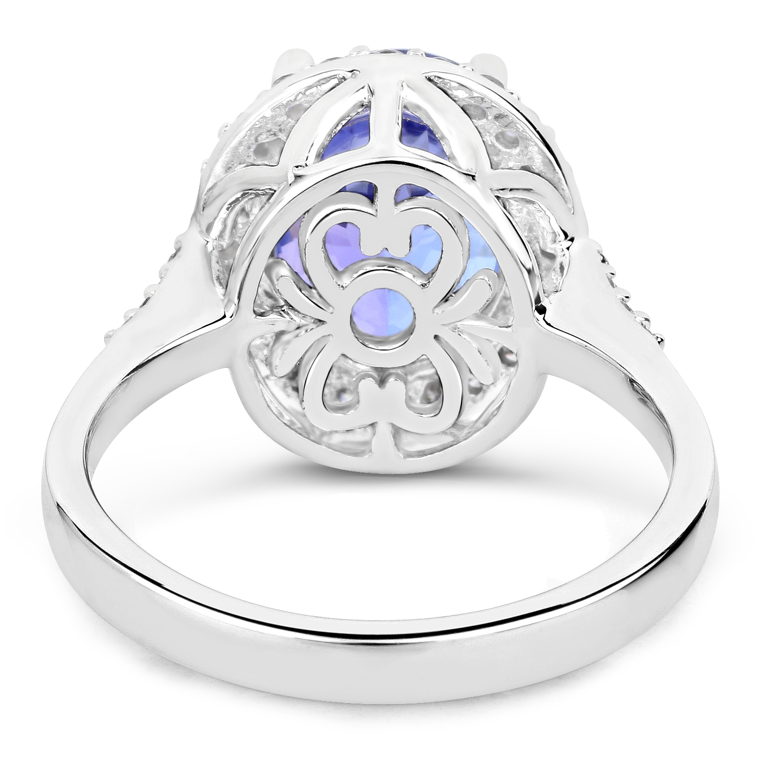 14K White Gold 5.50 Carat Genuine Tanzanite and White Diamond Ring