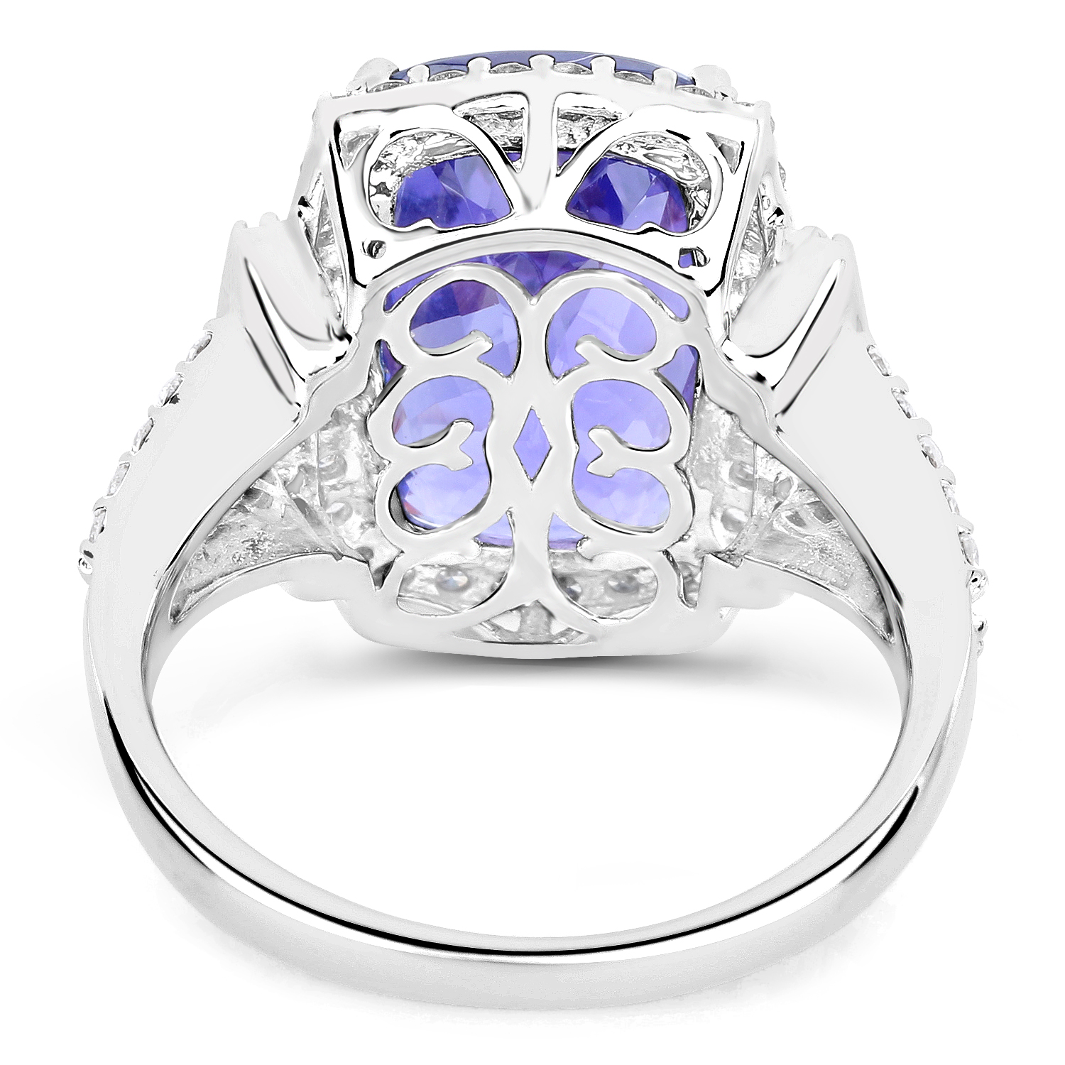 14K White Gold 8.03 Carat Genuine Tanzanite and White Diamond Ring