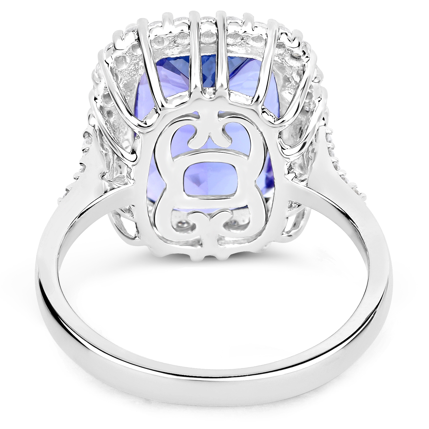 14K White Gold 7.47 Carat Genuine Tanzanite and White Diamond Ring