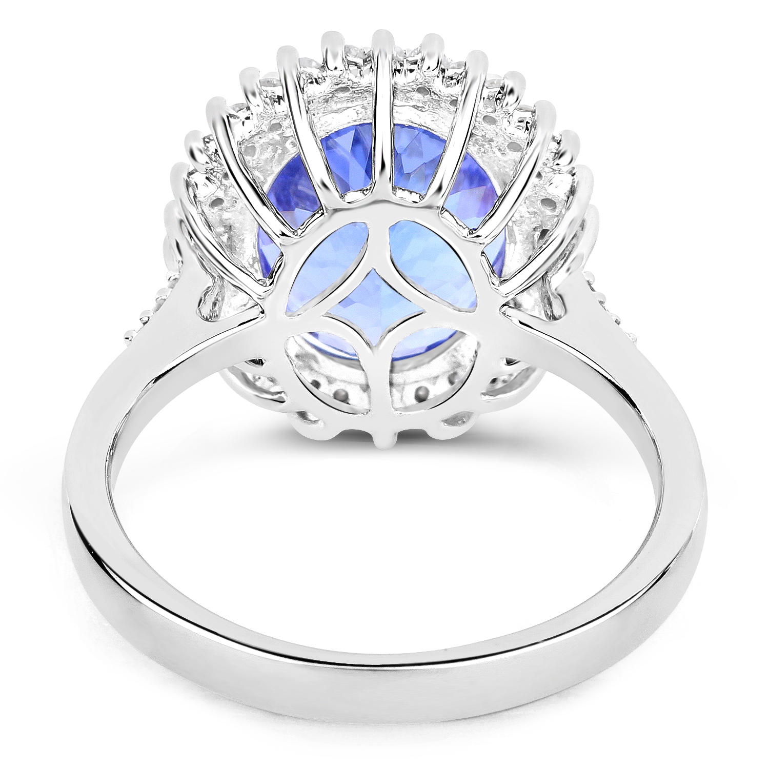 14K White Gold 5.75 Carat Genuine Tanzanite and White Diamond Ring