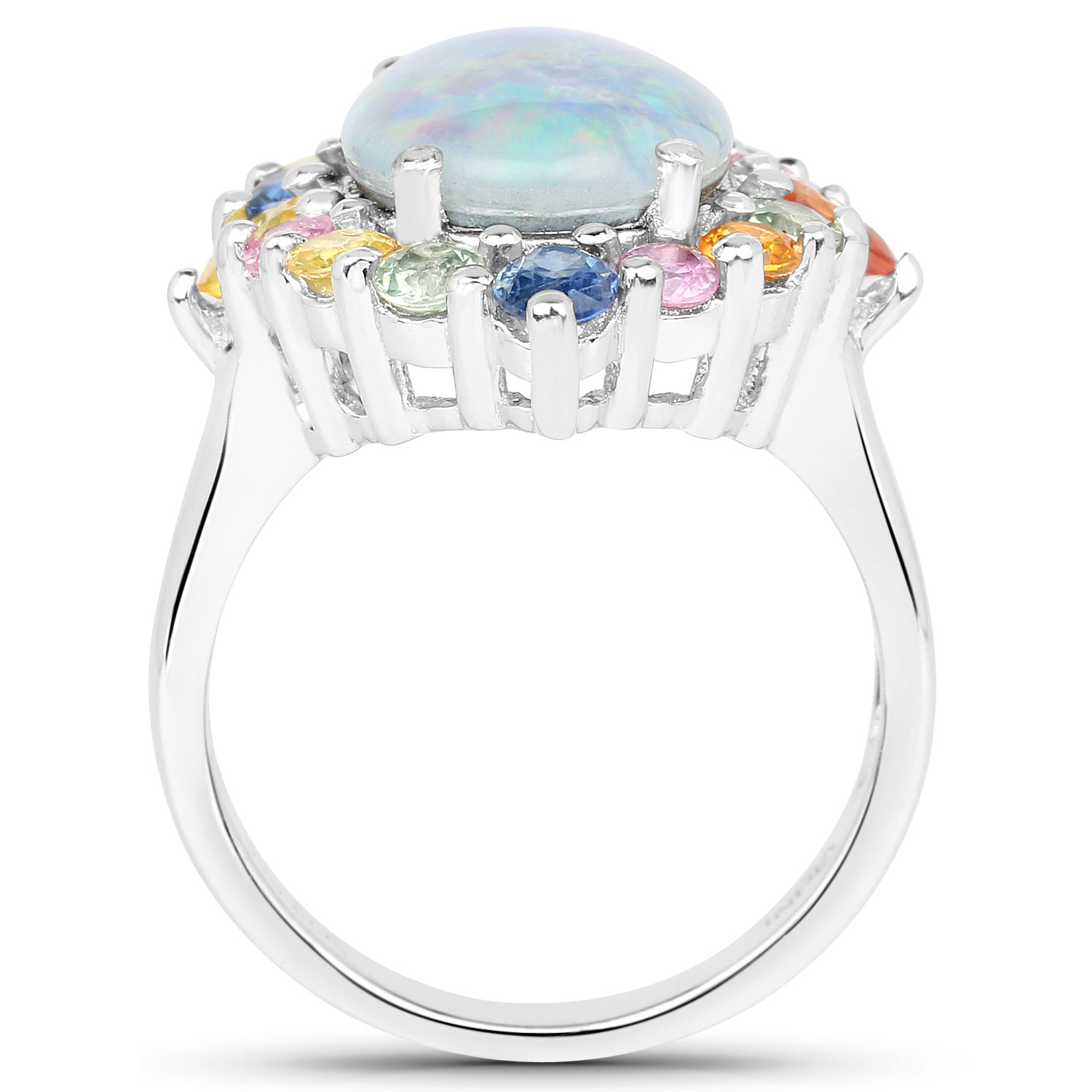 5.58 Carat Genuine Multi Stones .925 Sterling Silver Ring