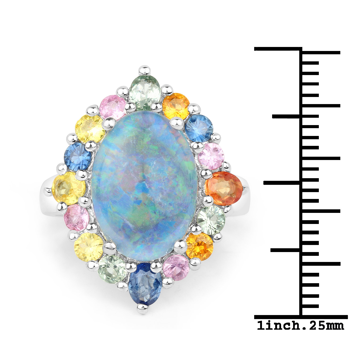 5.58 Carat Genuine Multi Stones .925 Sterling Silver Ring