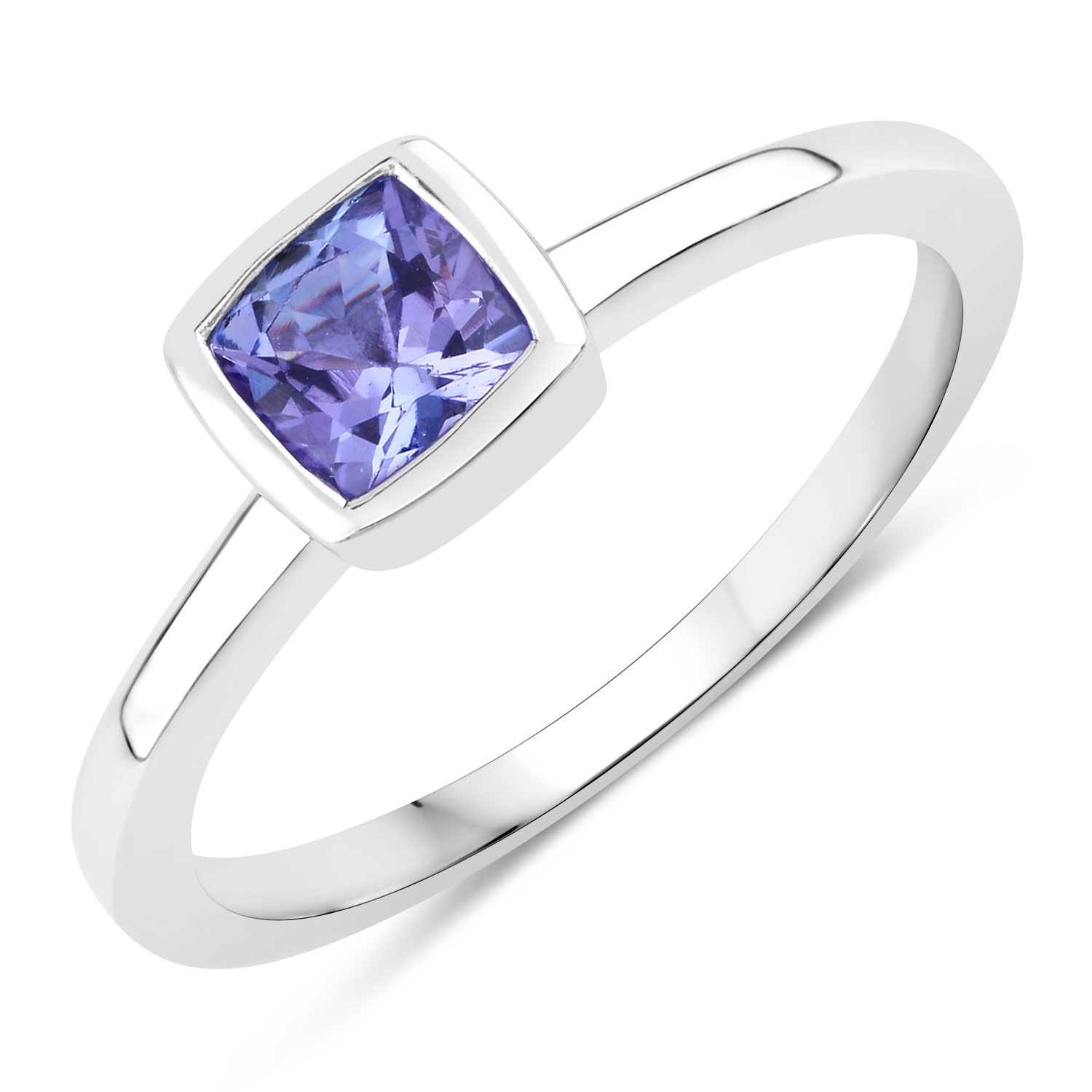 0.55 Carat Genuine Tanzanite .925 Sterling Silver Ring