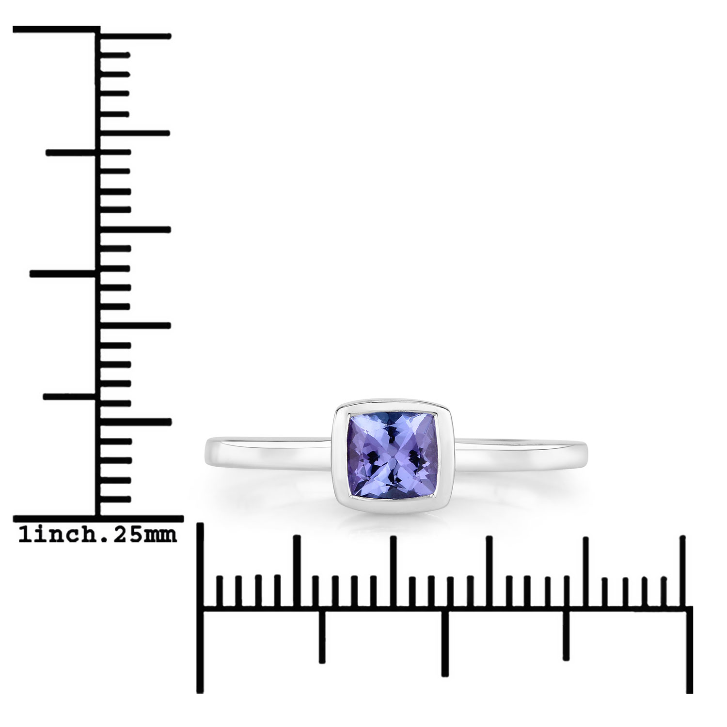 0.55 Carat Genuine Tanzanite .925 Sterling Silver Ring