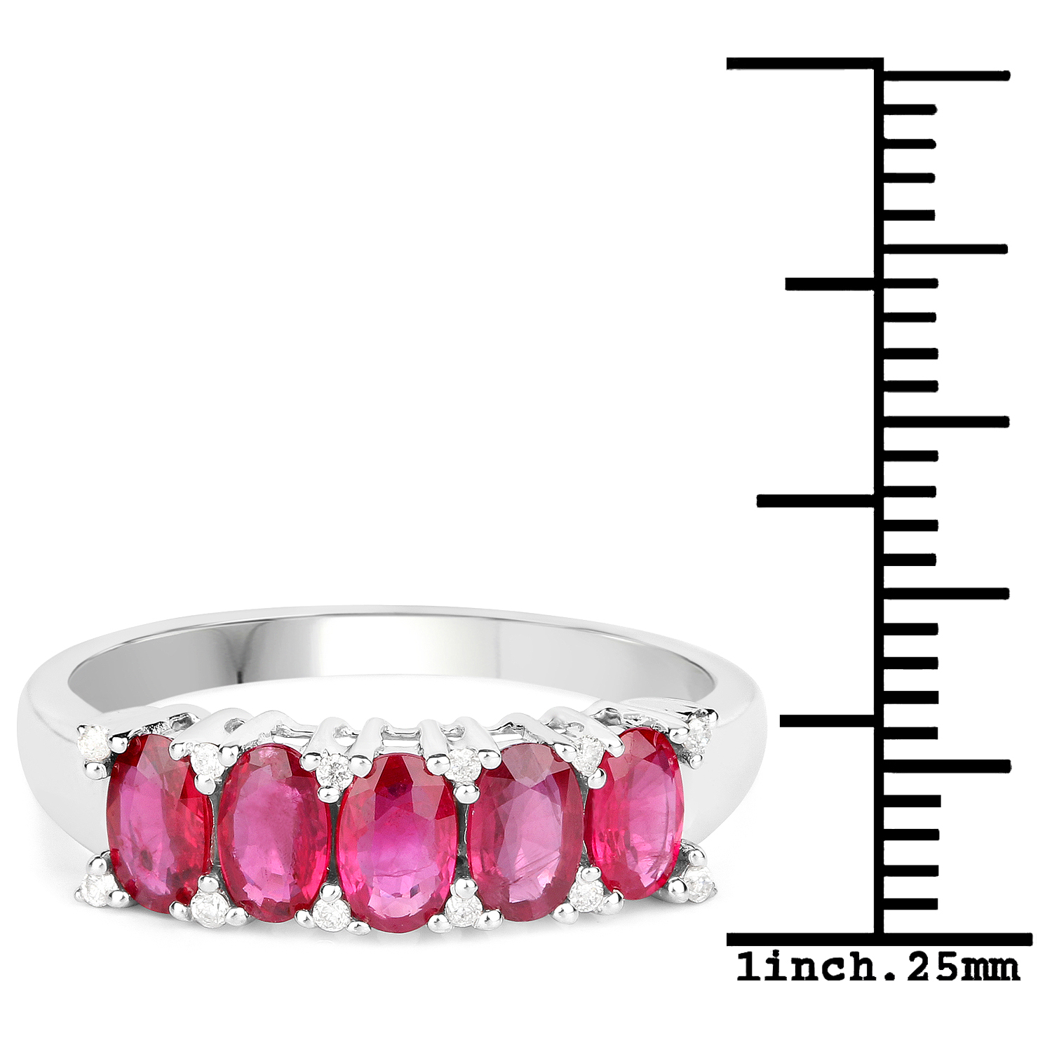 1.31 Carat Genuine Ruby and White Diamond 14K White Gold Ring