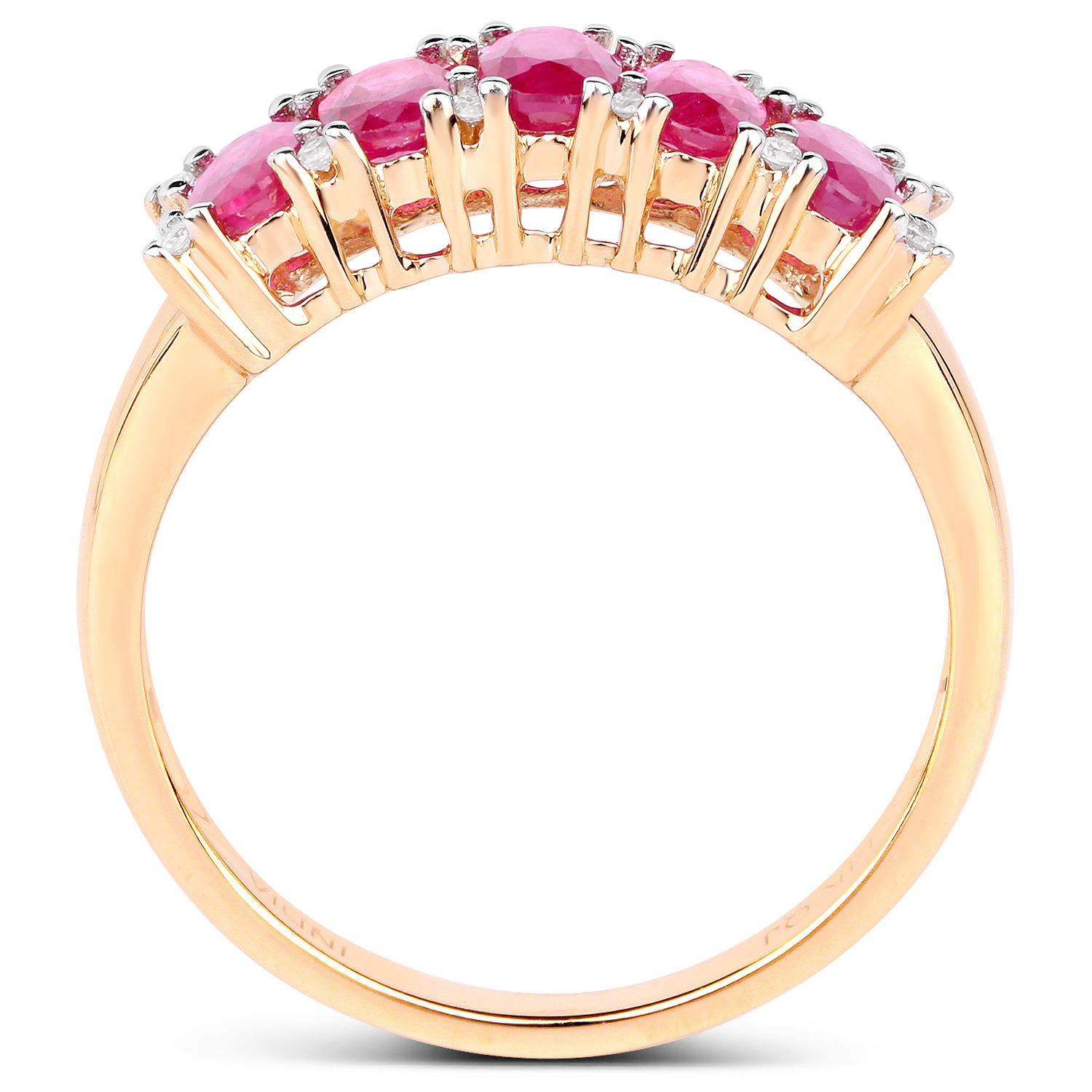 1.31 Carat Genuine Ruby and White Diamond 14K Yellow Gold Ring