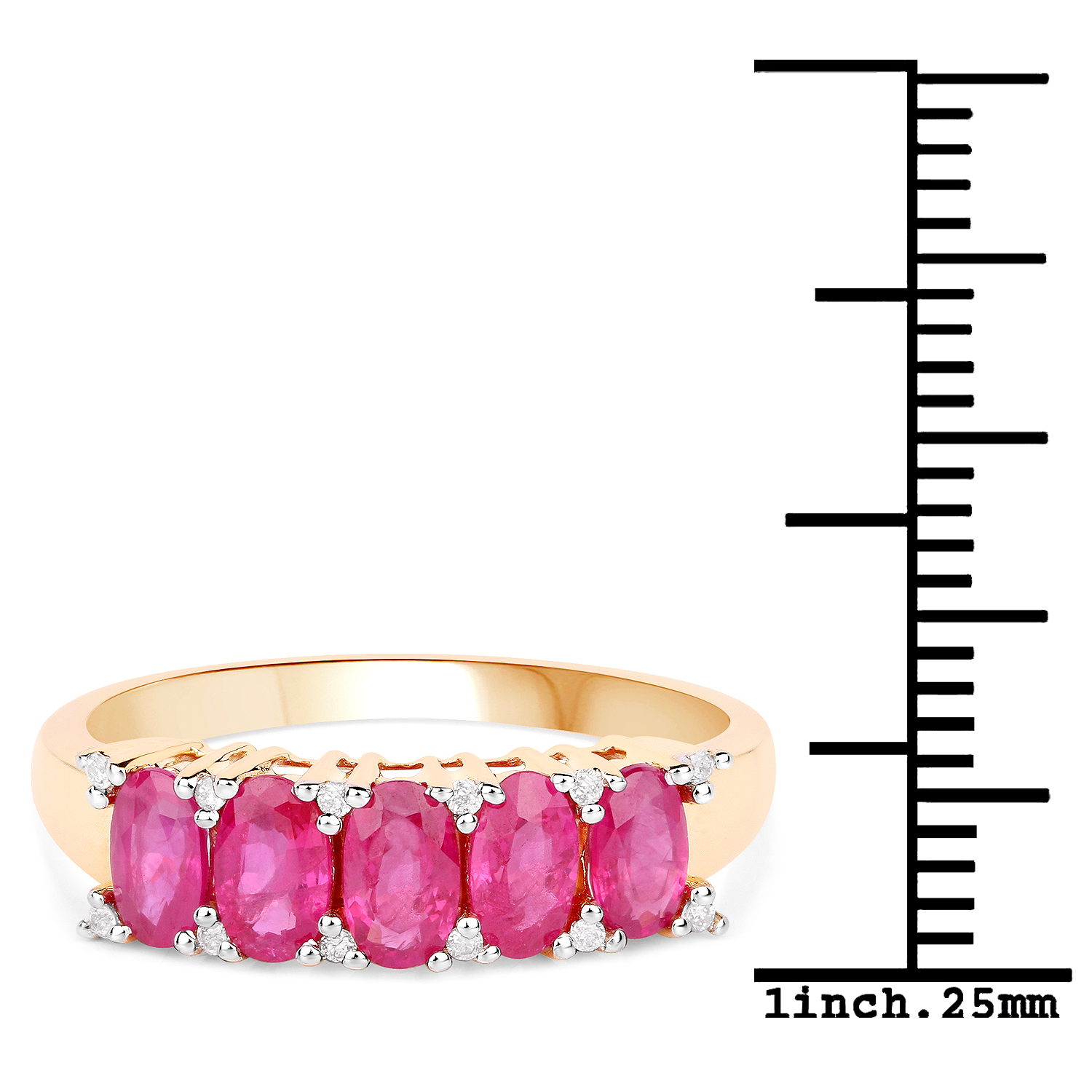1.31 Carat Genuine Ruby and White Diamond 14K Yellow Gold Ring