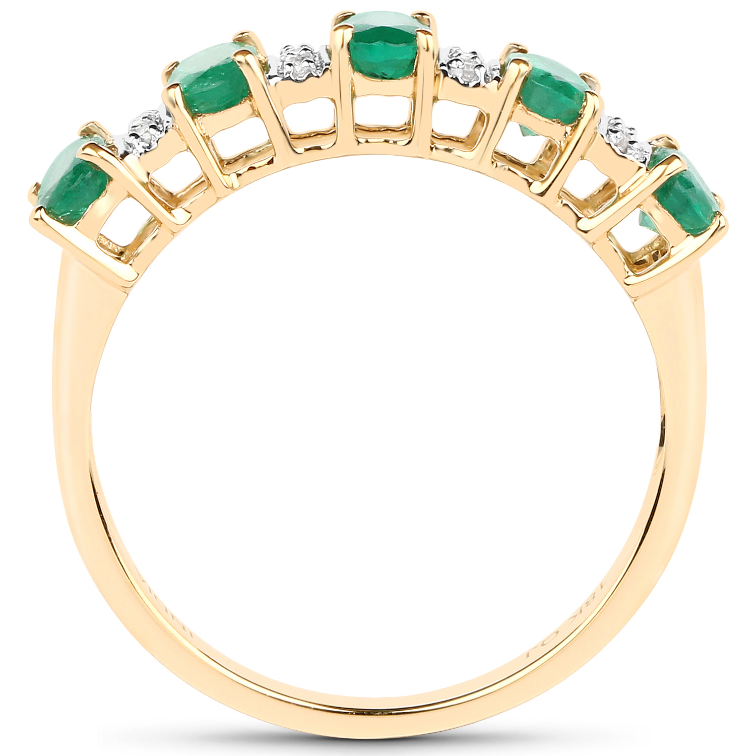 1.00 Carat Genuine Zambian Emerald and White Diamond 18K Yellow Gold Ring