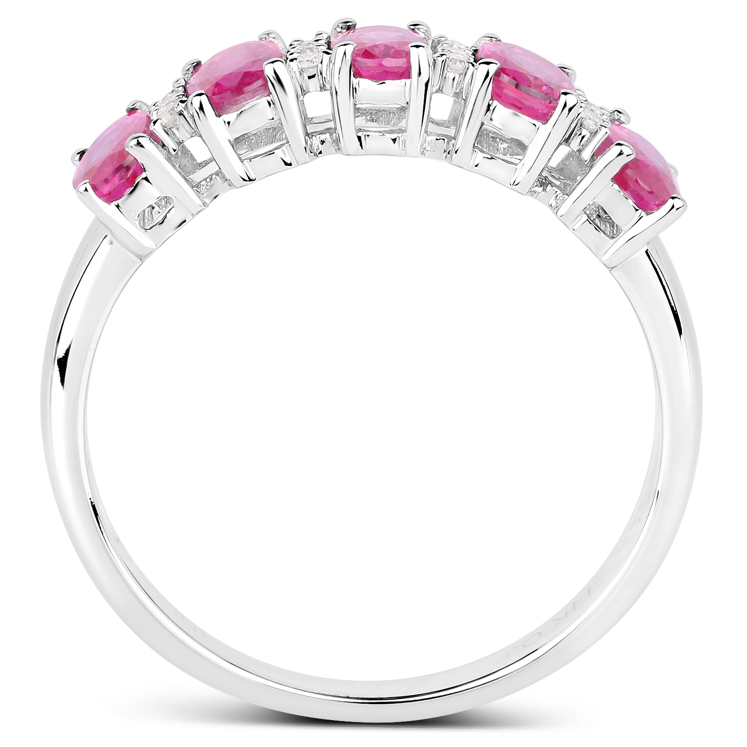 1.30 Carat Genuine Ruby and White Diamond 14K White Gold Ring