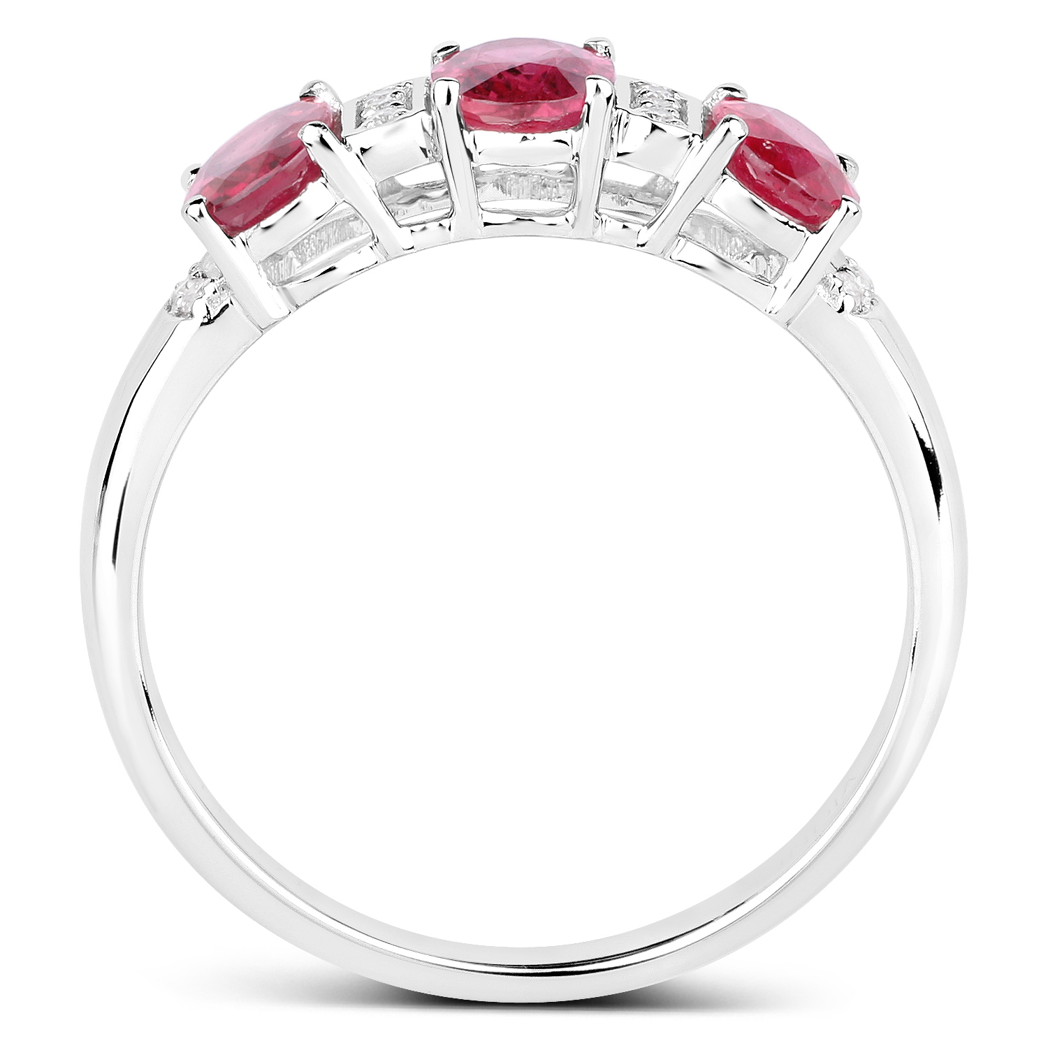 1.40 Carat Genuine Ruby and White Diamond 14K White Gold Ring