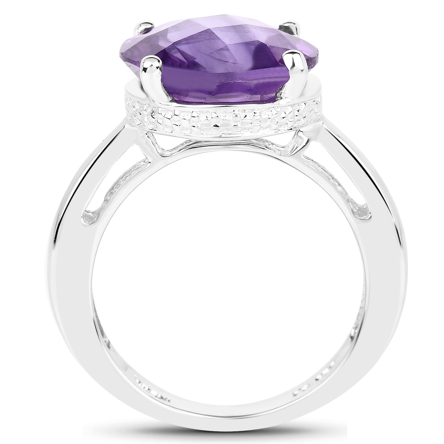 5.60 Carat Genuine Amethyst .925 Sterling Silver Ring