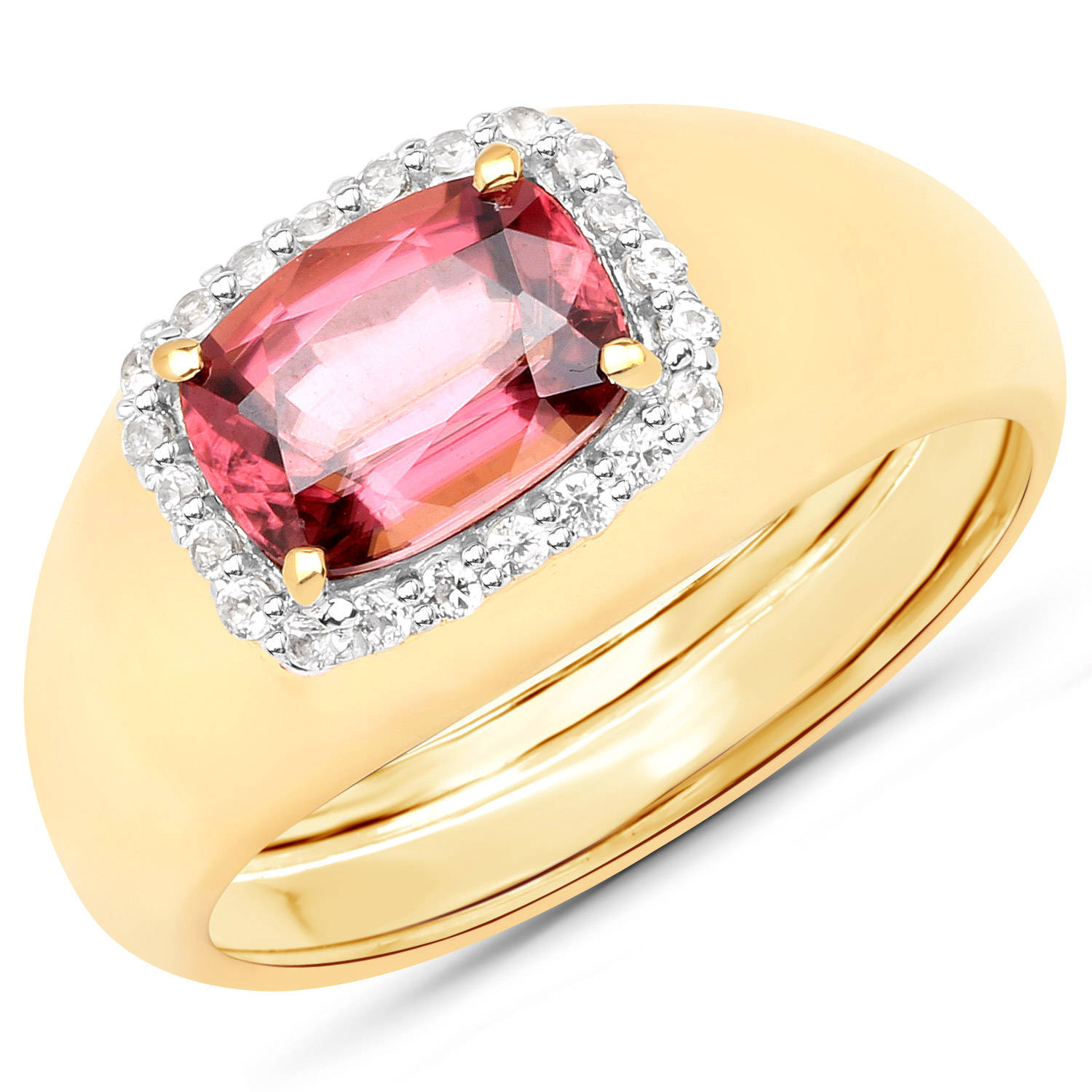 2.60 Carat Genuine Pink Zircon and White Zircon .925 Sterling Silver Ring
