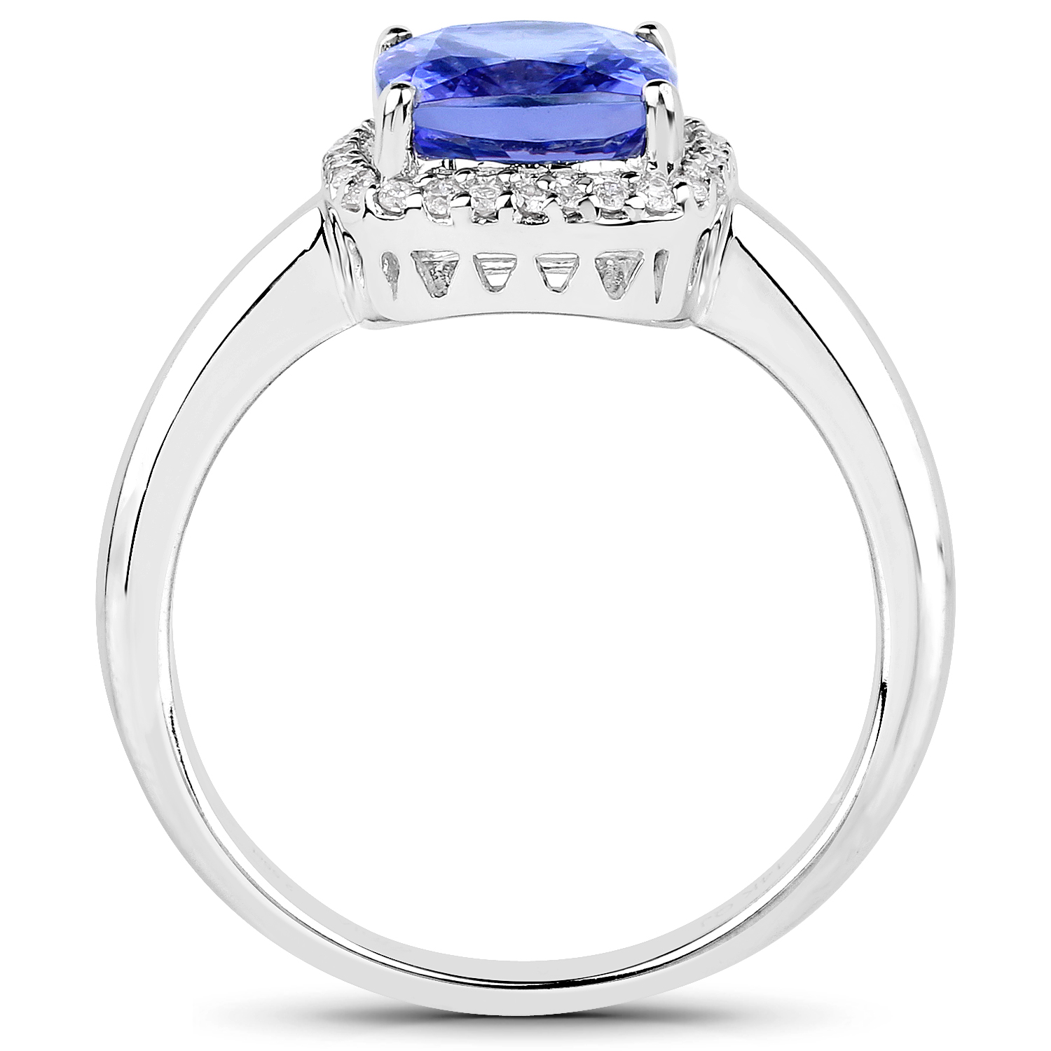 14K White Gold 2.71 Carat Genuine Tanzanite and White Diamond Ring