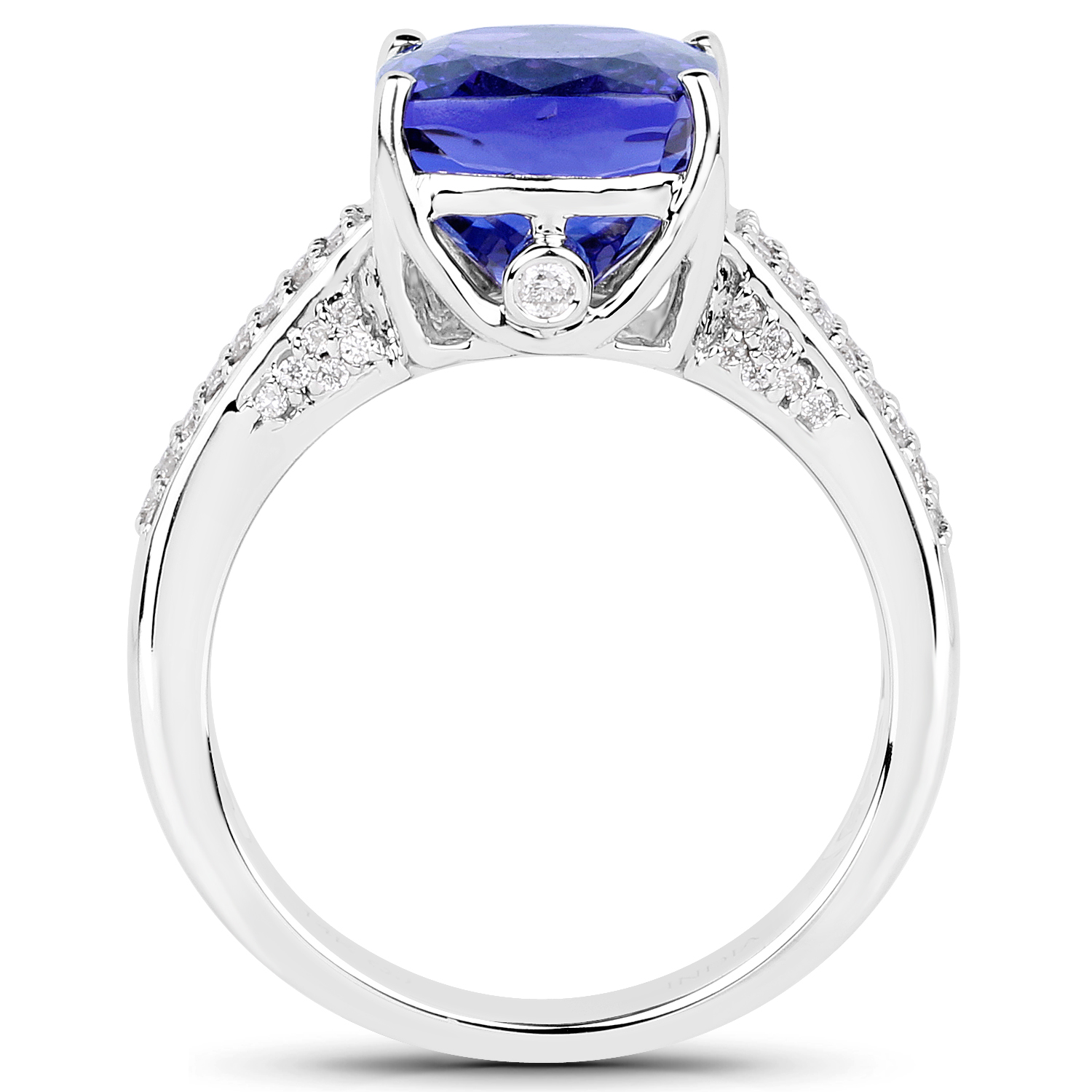 14K White Gold 5.67 Carat Genuine Tanzanite and White Diamond Ring