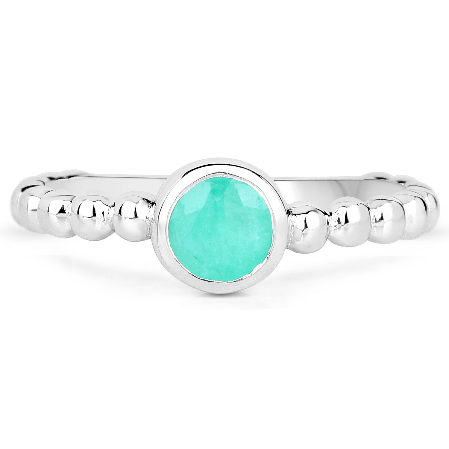 0.43 Carat Genuine Emerald .925 Sterling Silver Ring