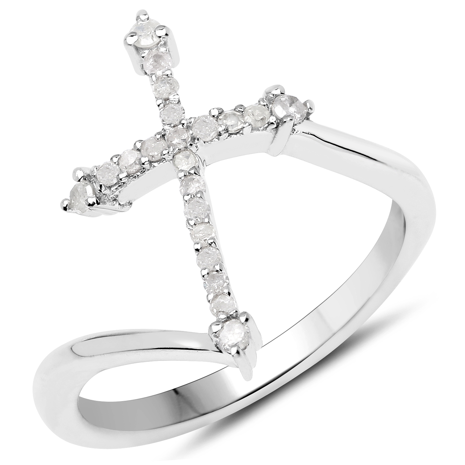 0.17 Carat Genuine White Diamond .925 Sterling Silver Ring