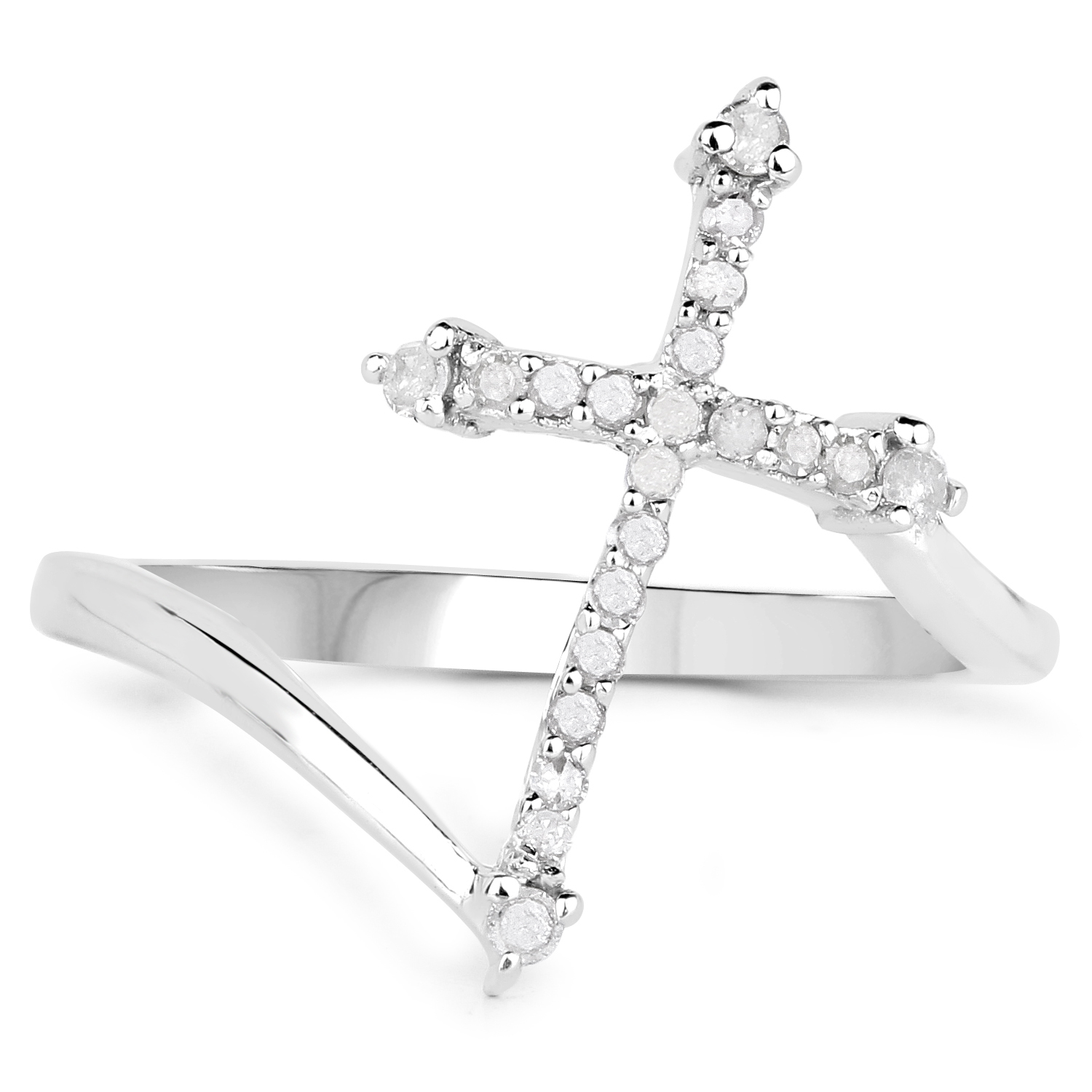 0.17 Carat Genuine White Diamond .925 Sterling Silver Ring