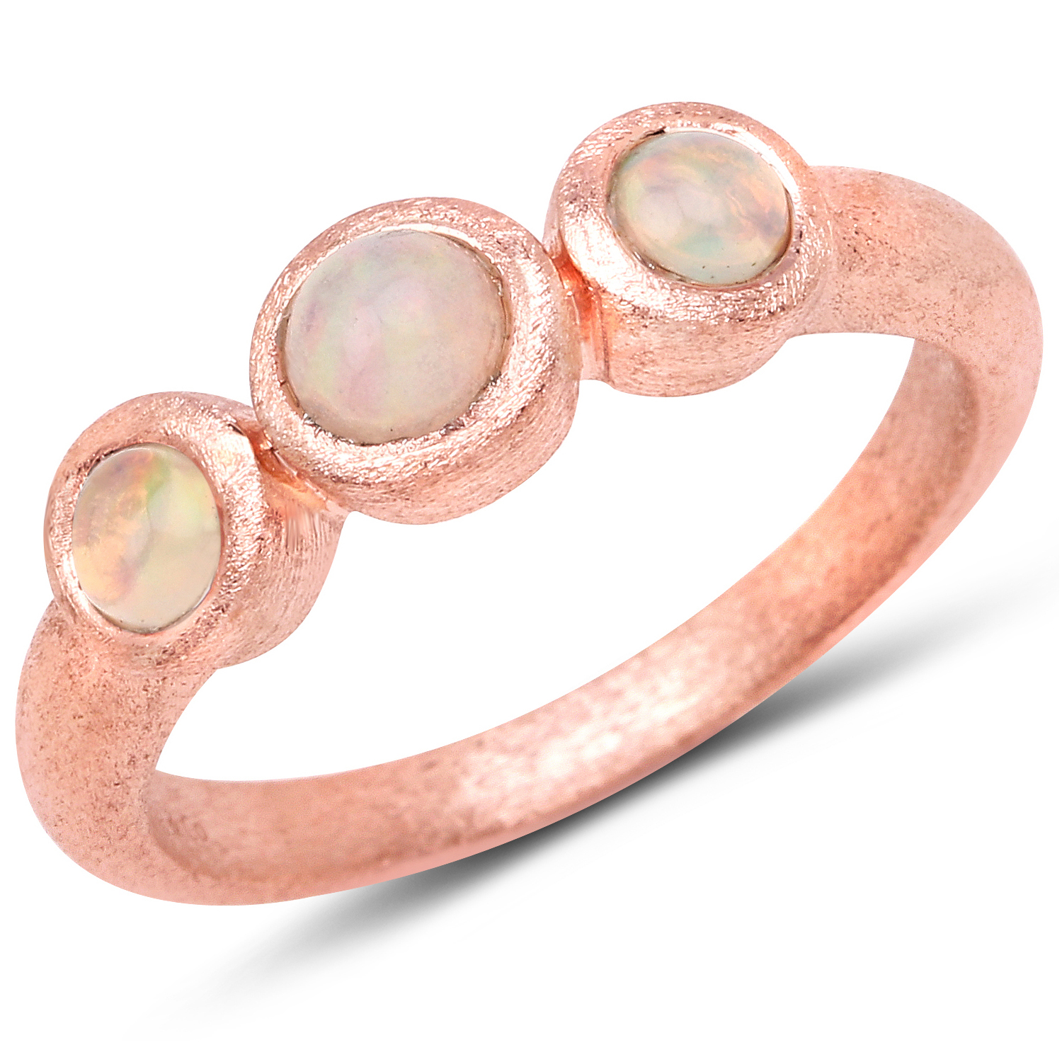 14K Rose Gold Plated 0.42 Carat Genuine Ethiopian Opal .925 Sterling Silver Ring