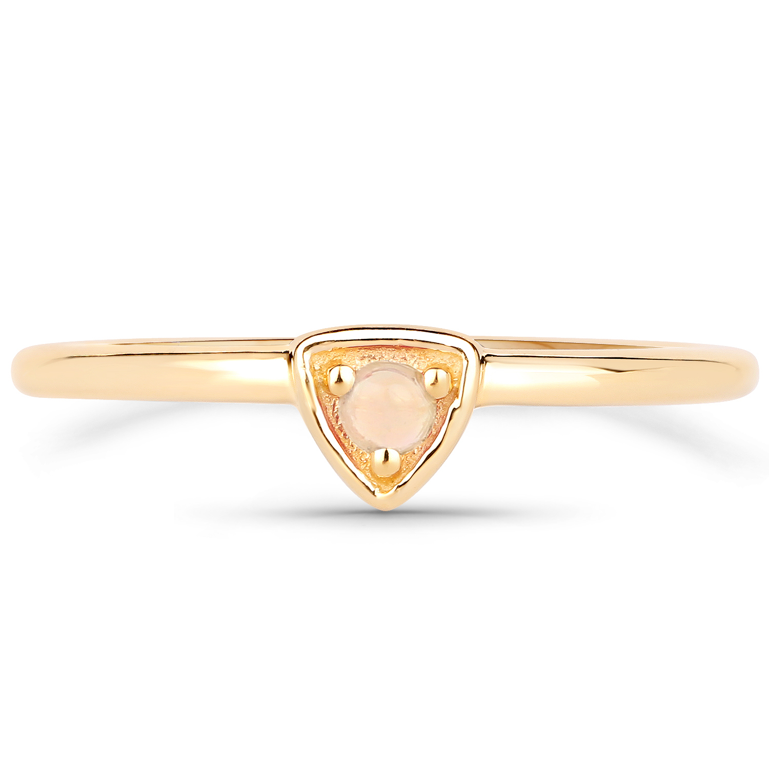 18K Yellow Gold Plated 0.04 Carat Genuine Ethiopian Opal .925 Sterling Silver Ring