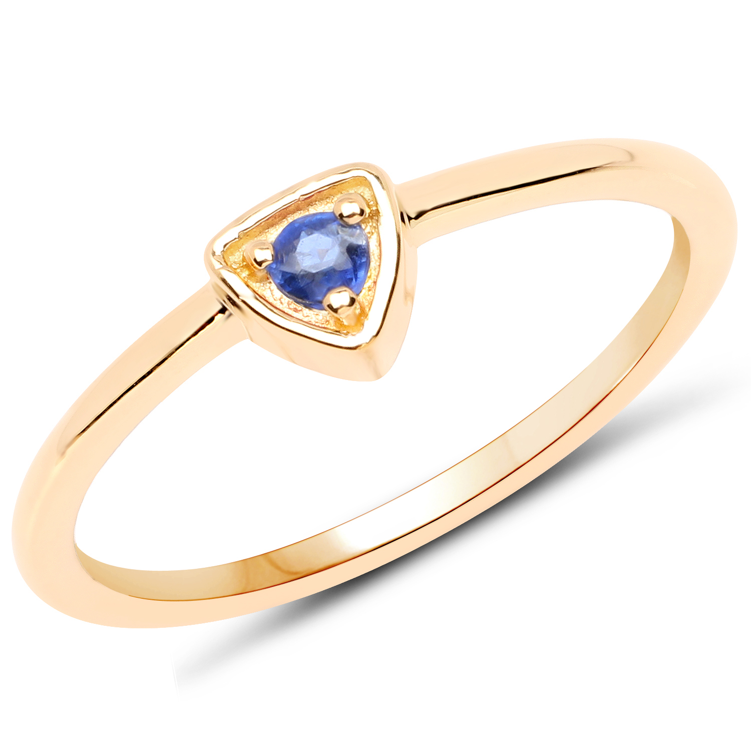 18K Yellow Gold Plated 0.07 Carat Genuine Kyanite .925 Sterling Silver Ring