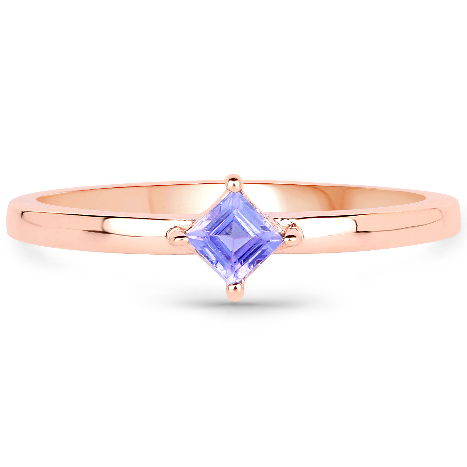 18K Rose Gold Plated 0.16 Carat Genuine Tanzanite .925 Sterling Silver Ring