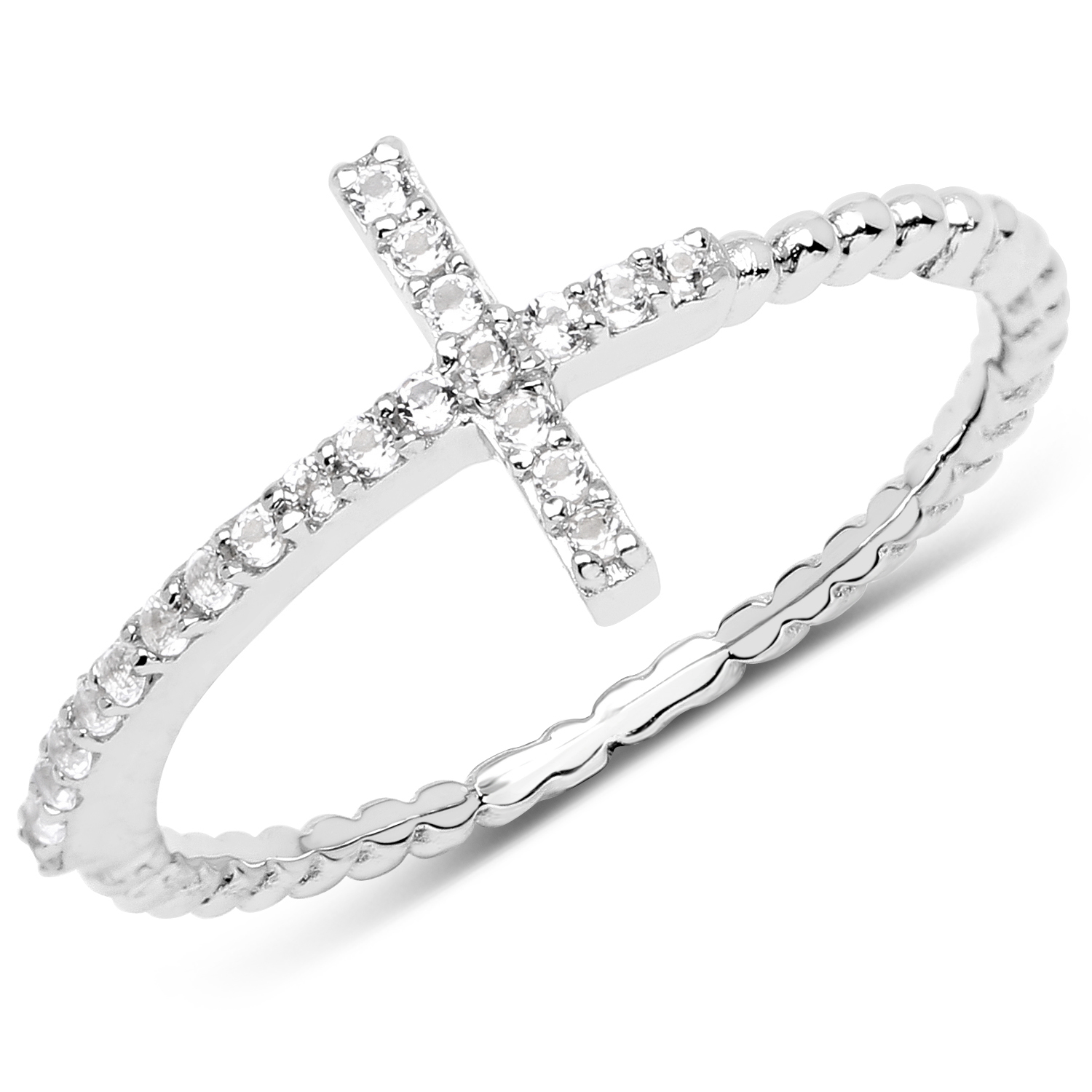 0.20 Carat Genuine White Topaz .925 Sterling Silver Ring