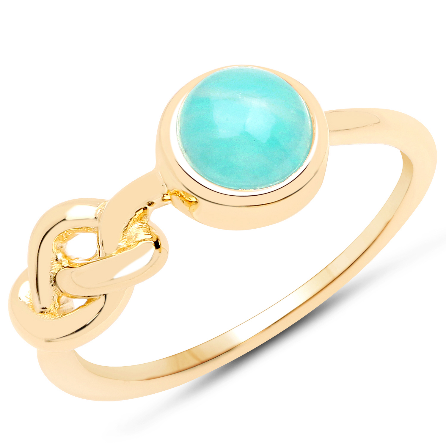 18K Yellow Gold Plated 1.10 Carat Genuine Amazonite .925 Sterling Silver Ring