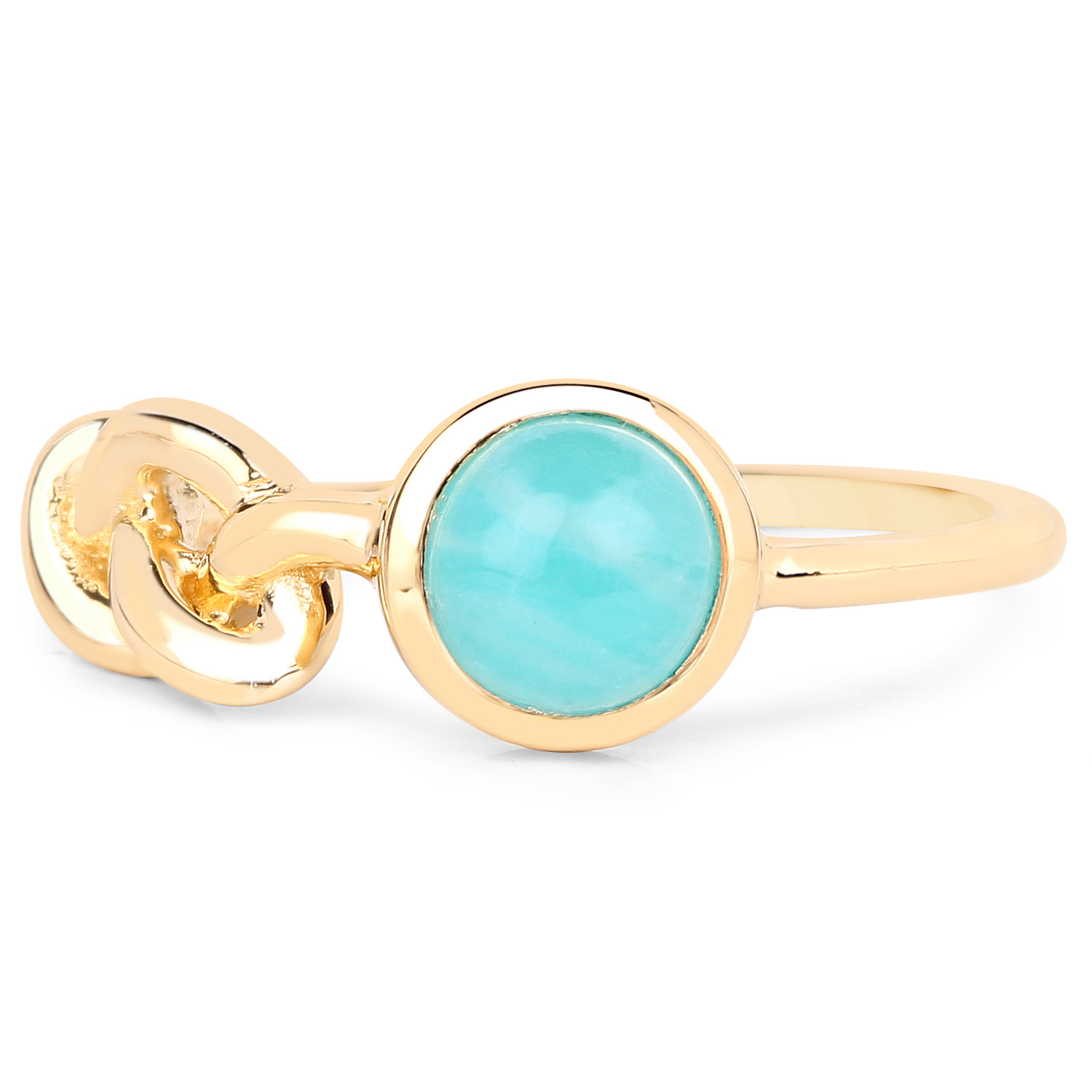 18K Yellow Gold Plated 1.10 Carat Genuine Amazonite .925 Sterling Silver Ring