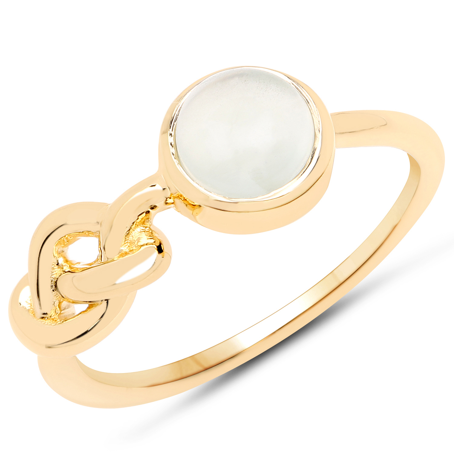 18K Yellow Gold Plated 1.27 Carat Genuine Prehnite .925 Sterling Silver Ring