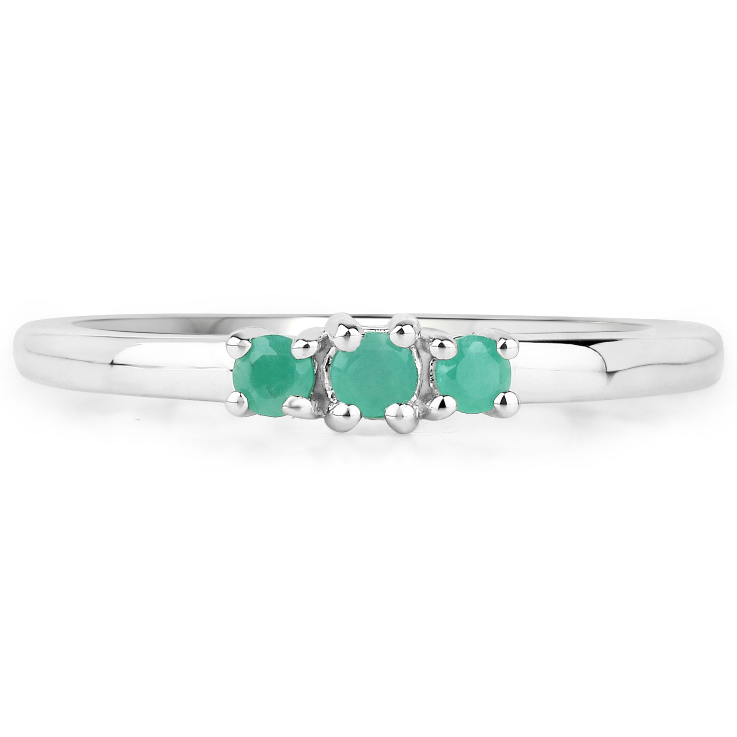 0.12 Carat Genuine Emerald .925 Sterling Silver Ring