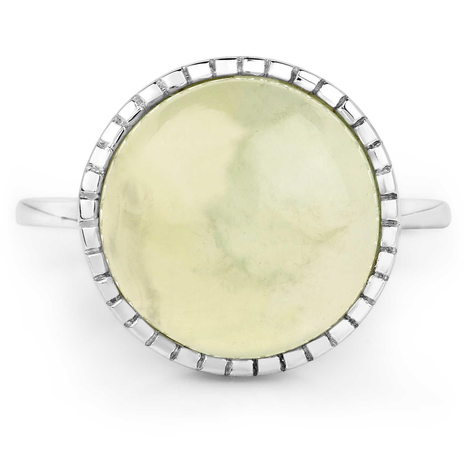 7.60 Carat Genuine Prehnite .925 Sterling Silver Ring