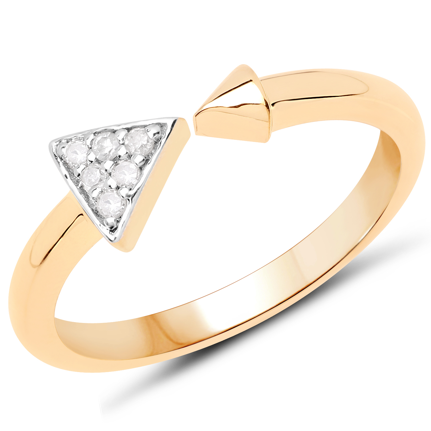 18K Yellow Gold Plated 0.05 Carat Genuine White Diamond .925 Sterling Silver Ring