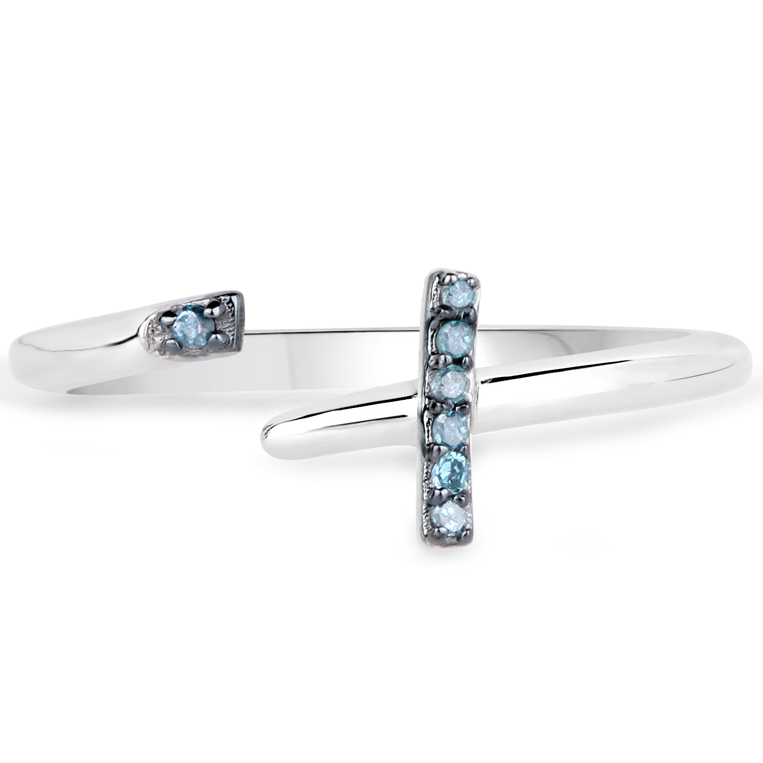 0.04 Carat Genuine Blue Diamond .925 Sterling Silver Ring