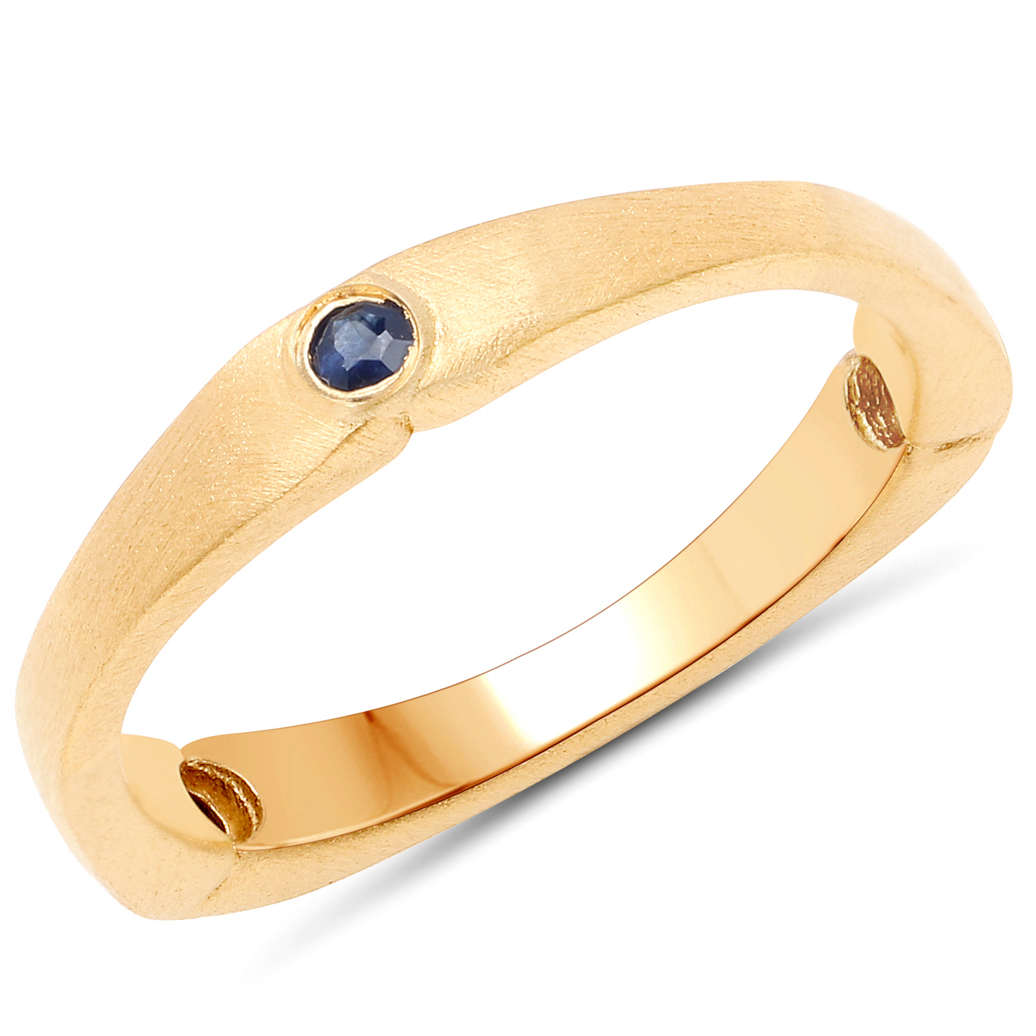 18K Yellow Gold Plated 0.12 Carat Genuine Blue Sapphire .925 Sterling Silver Ring