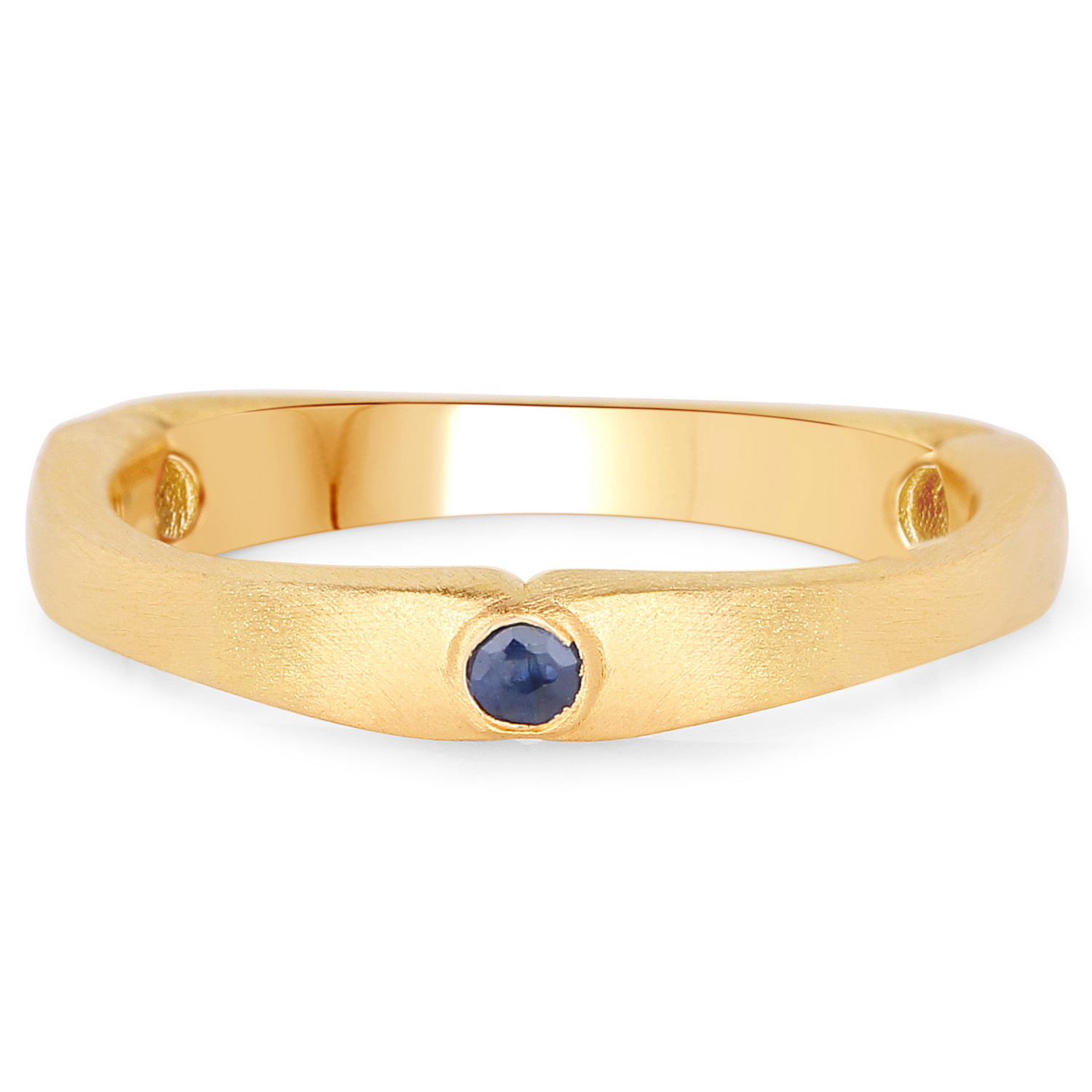 18K Yellow Gold Plated 0.12 Carat Genuine Blue Sapphire .925 Sterling Silver Ring
