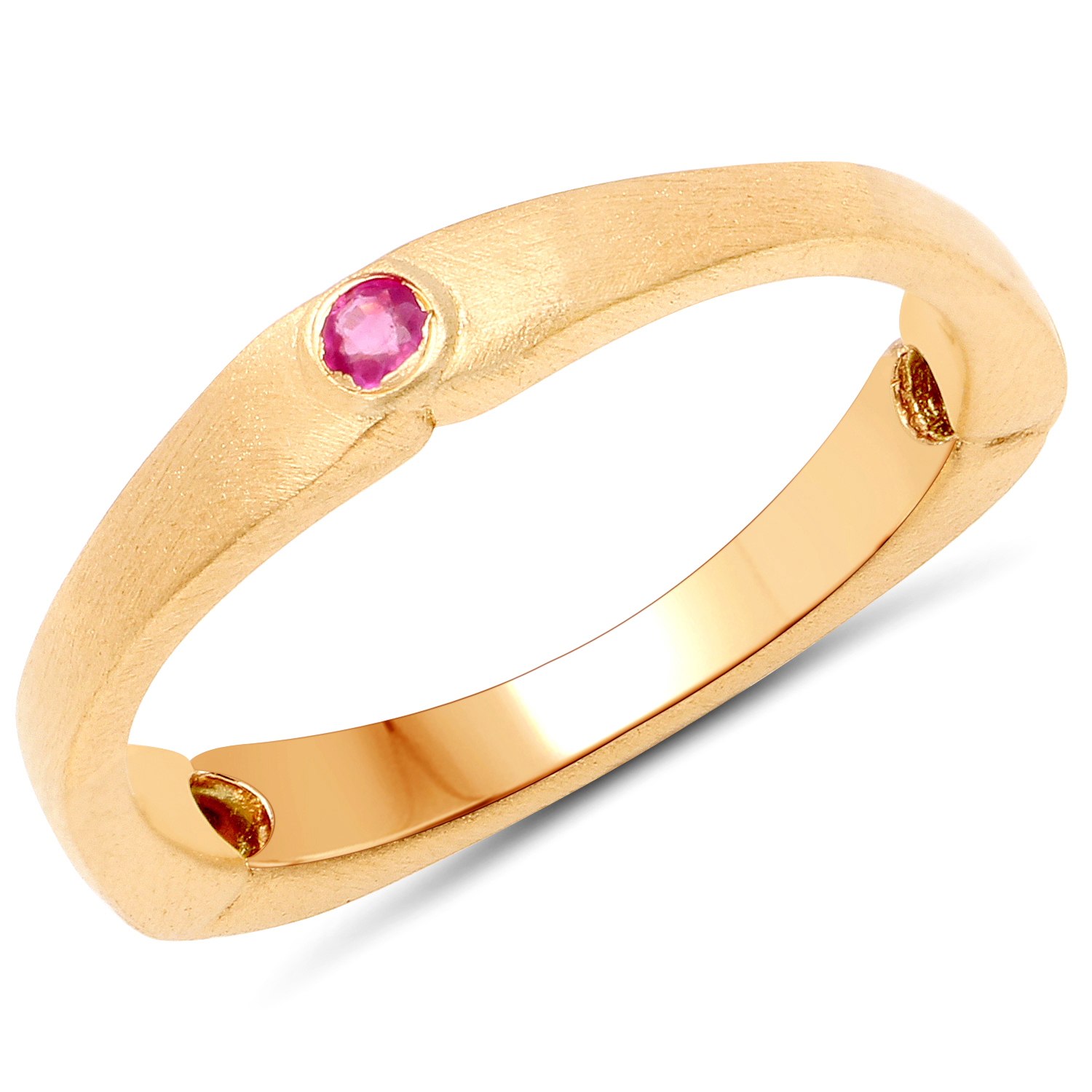18K Yellow Gold Plated 0.15 Carat Genuine Ruby .925 Sterling Silver Ring