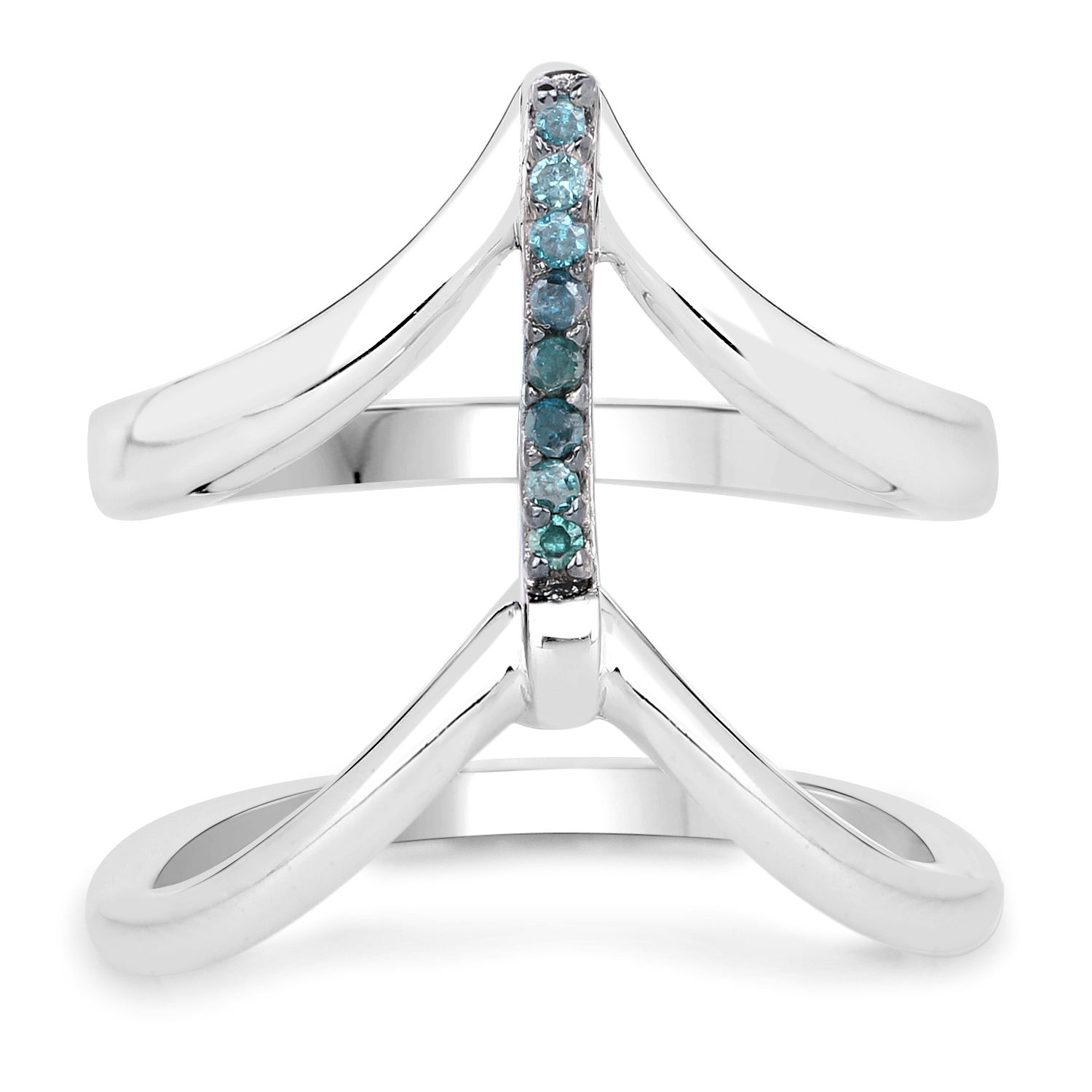 0.06 Carat Genuine Blue Diamond .925 Sterling Silver Ring