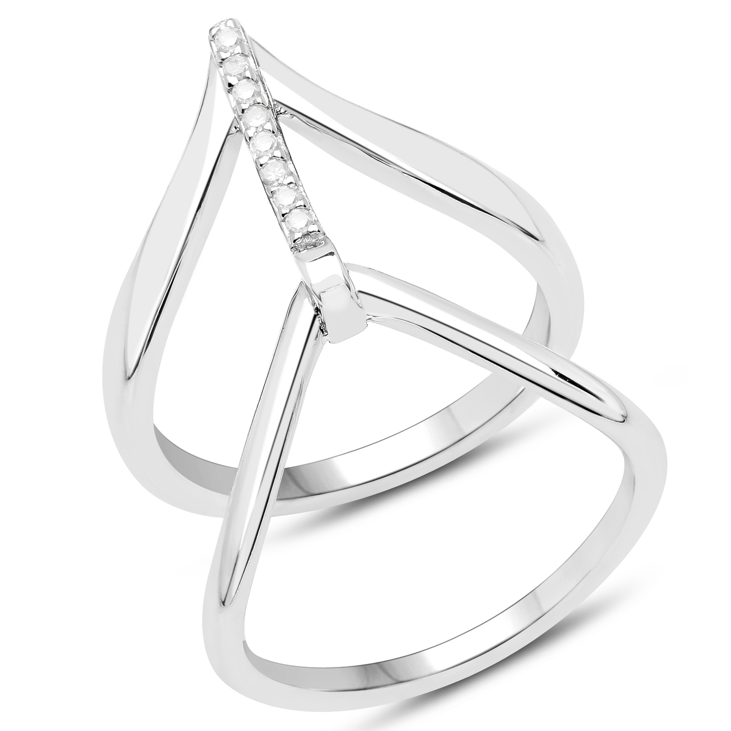 0.06 Carat Genuine White Diamond .925 Sterling Silver Ring