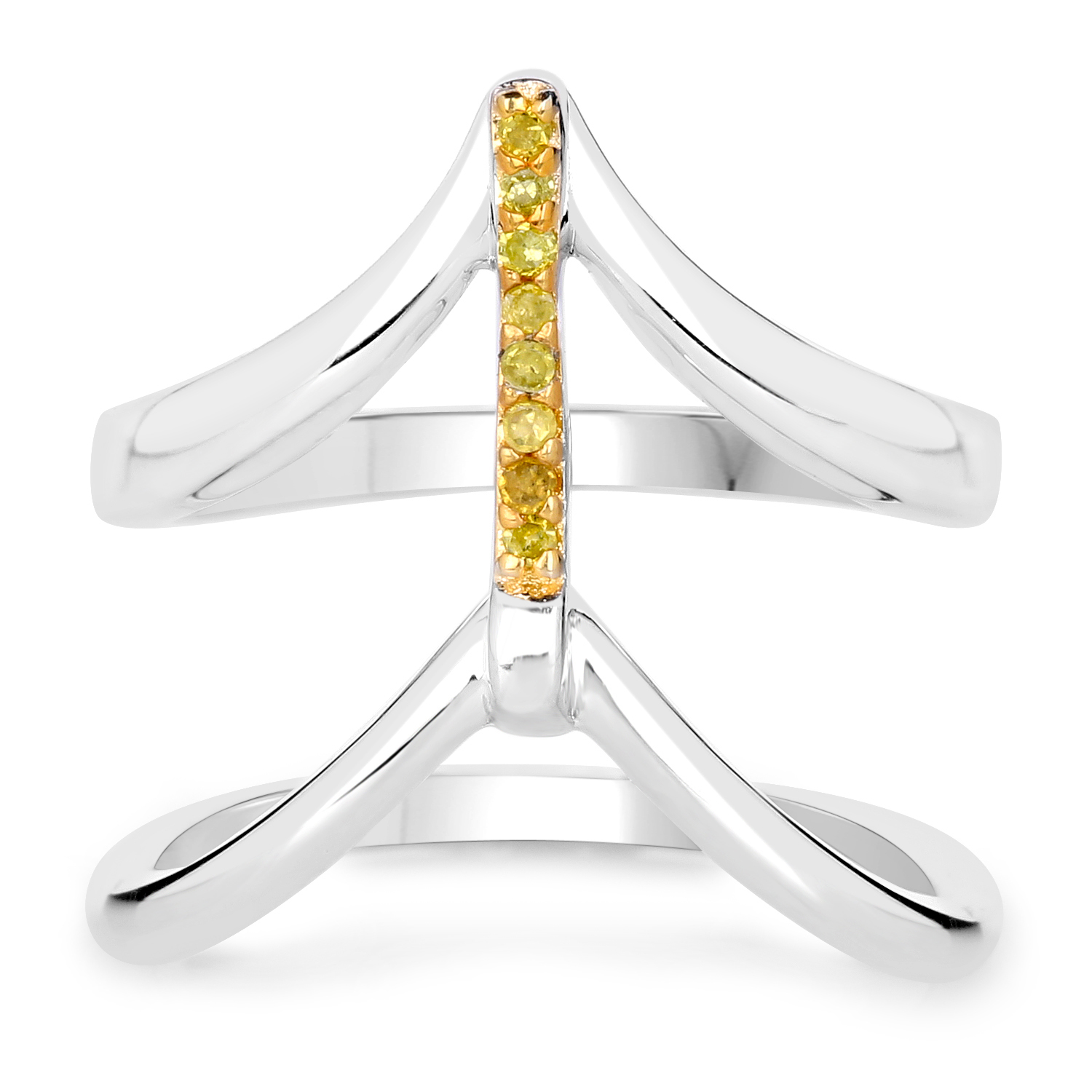 0.06 Carat Genuine Yellow Diamond .925 Sterling Silver Ring